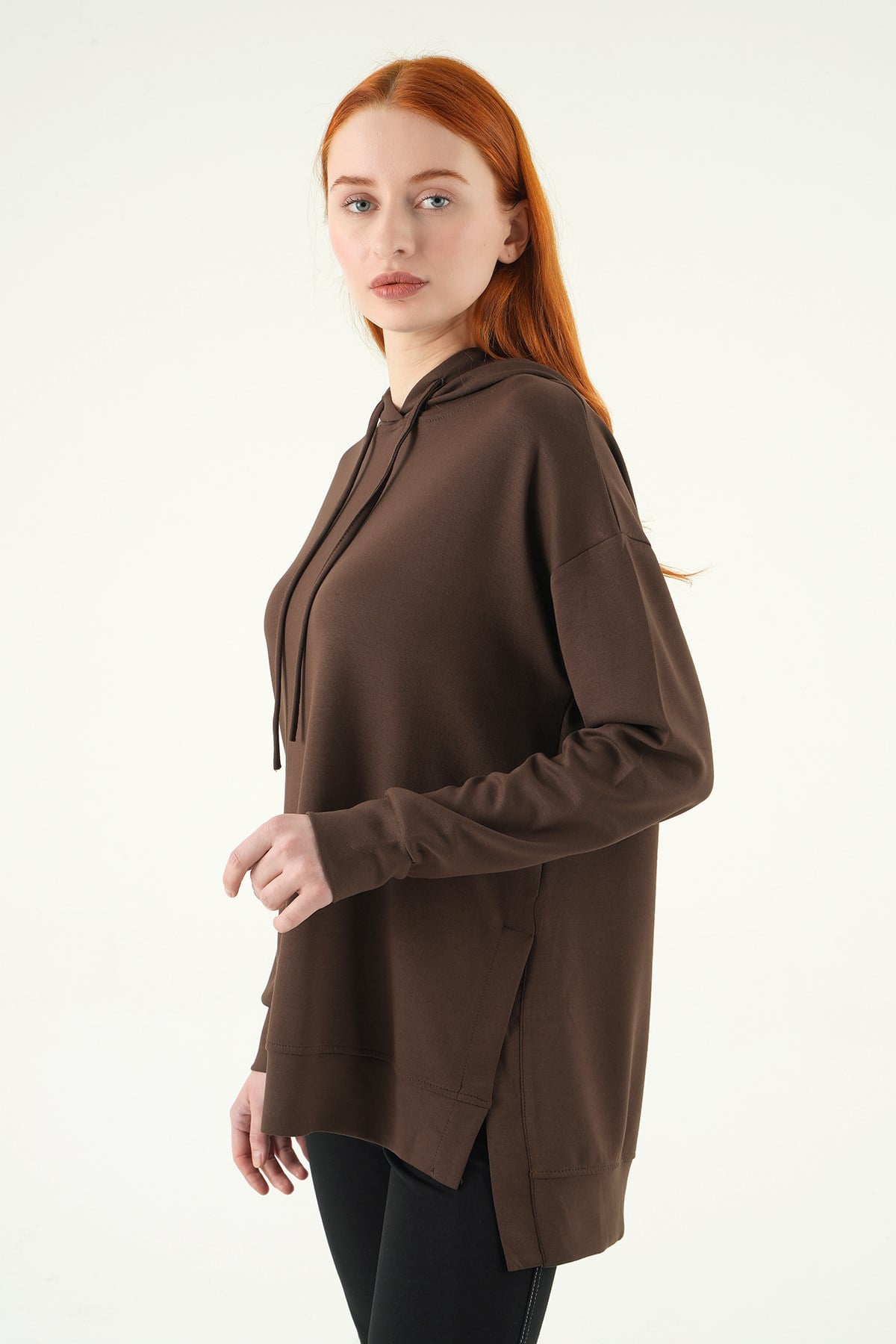Kahve Kapüşonlu Tunik 8309A