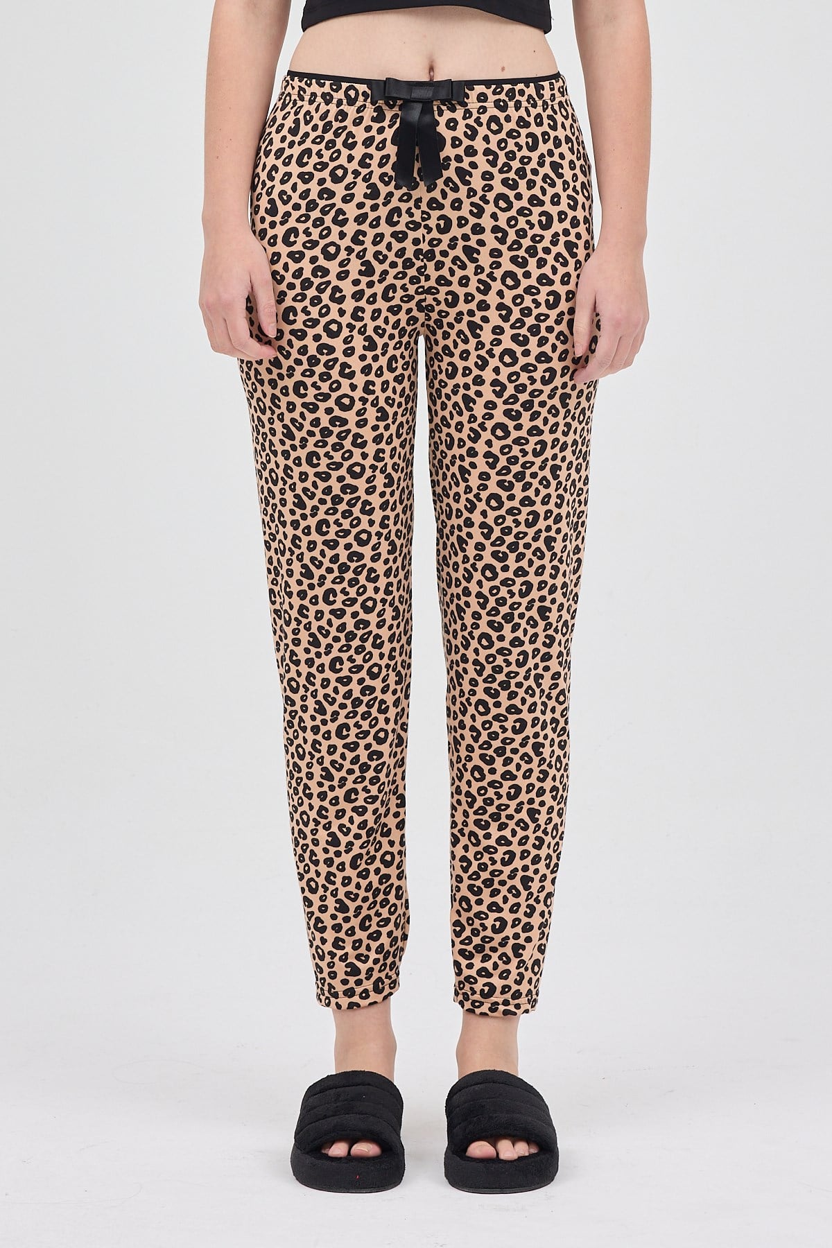 Kahve Leopar Desenli Kadın Pijama Altı 4532
