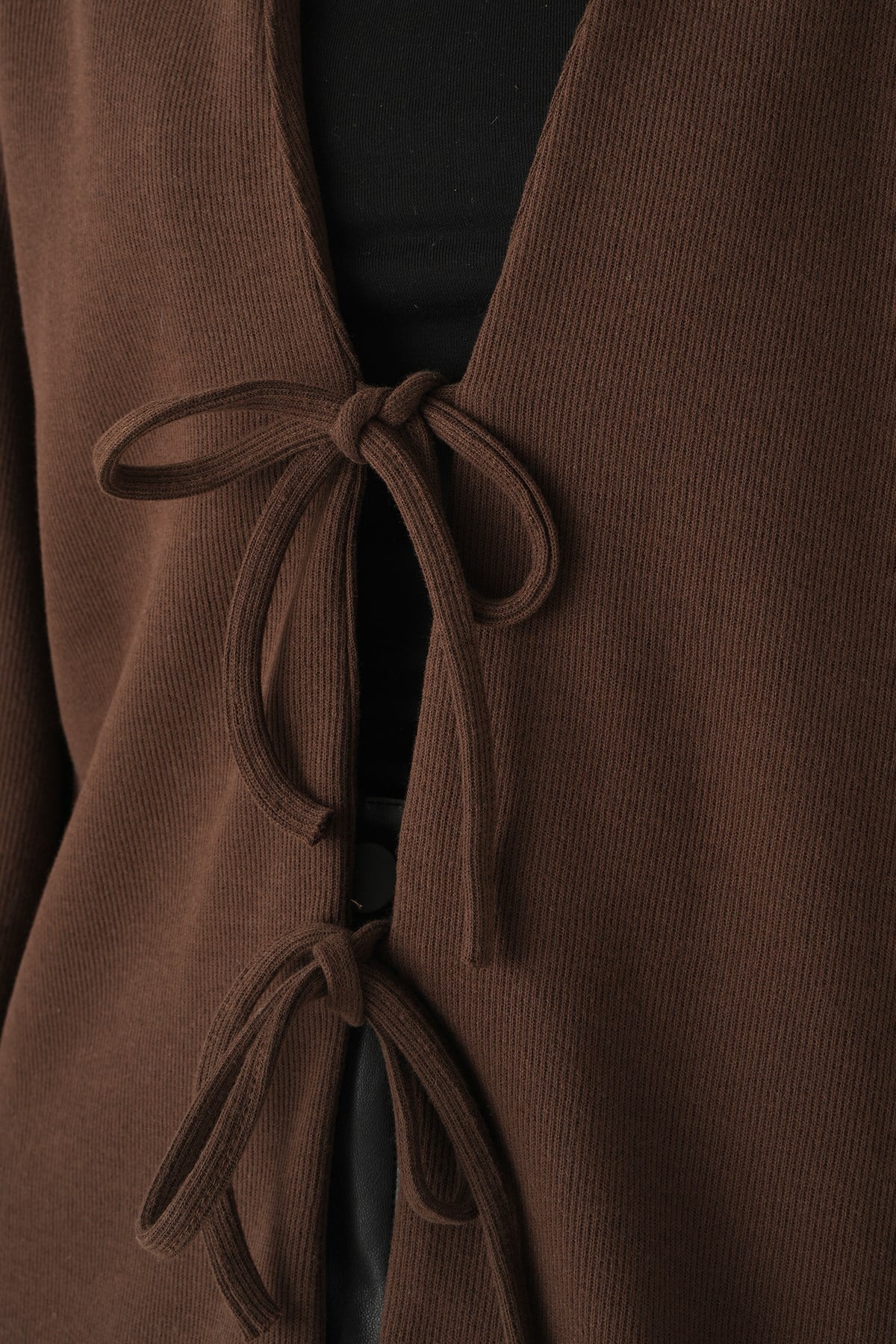 Kahve Ön Bağlamalı Uzun Kimono 3072A