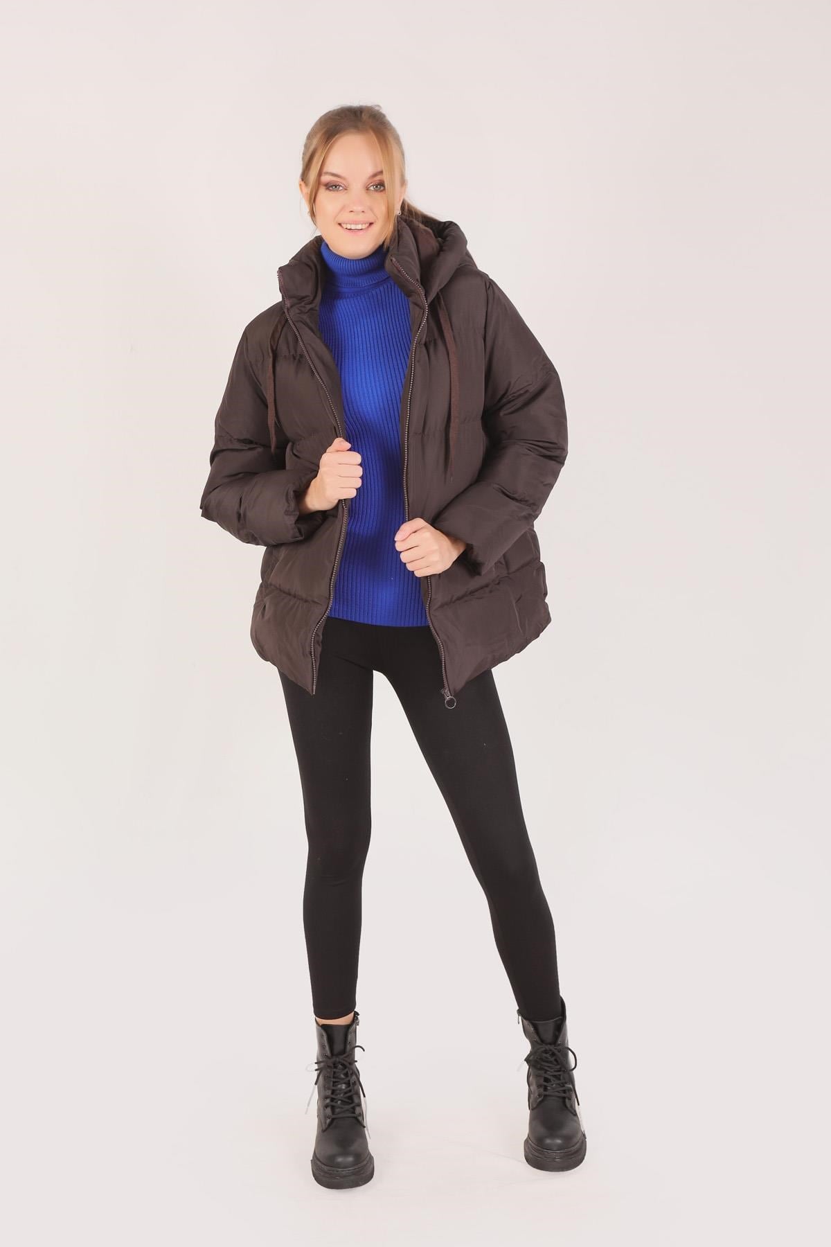 Kahve Oversize Mont 2154