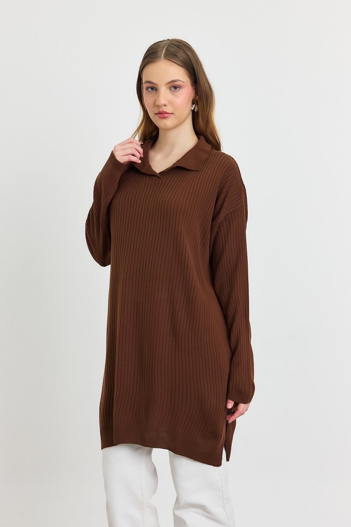 Kahve Polo Yaka Tunik 5410