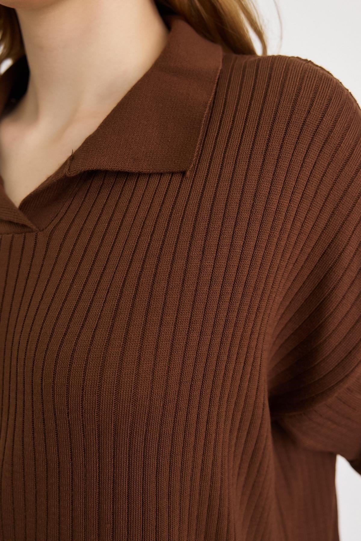 Kahve Polo Yaka Tunik 5410