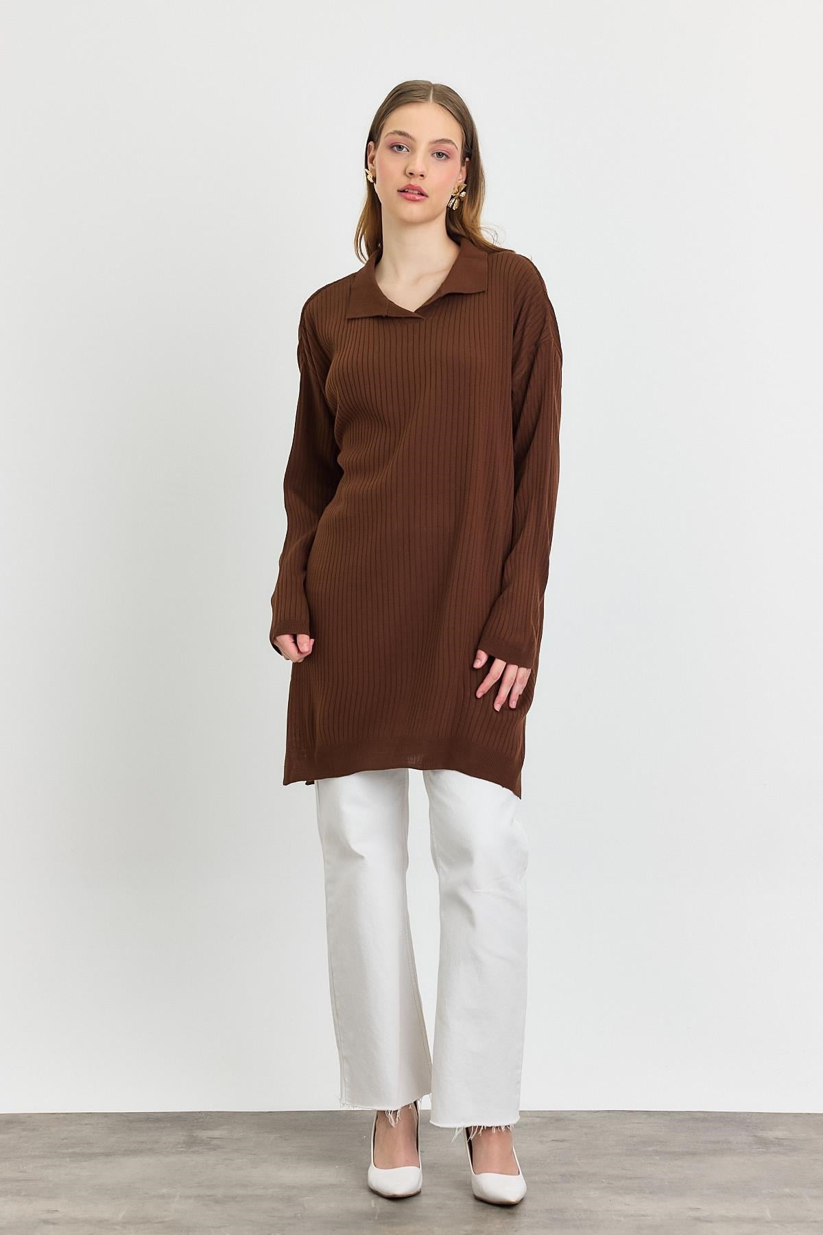 Kahve Polo Yaka Tunik 5410