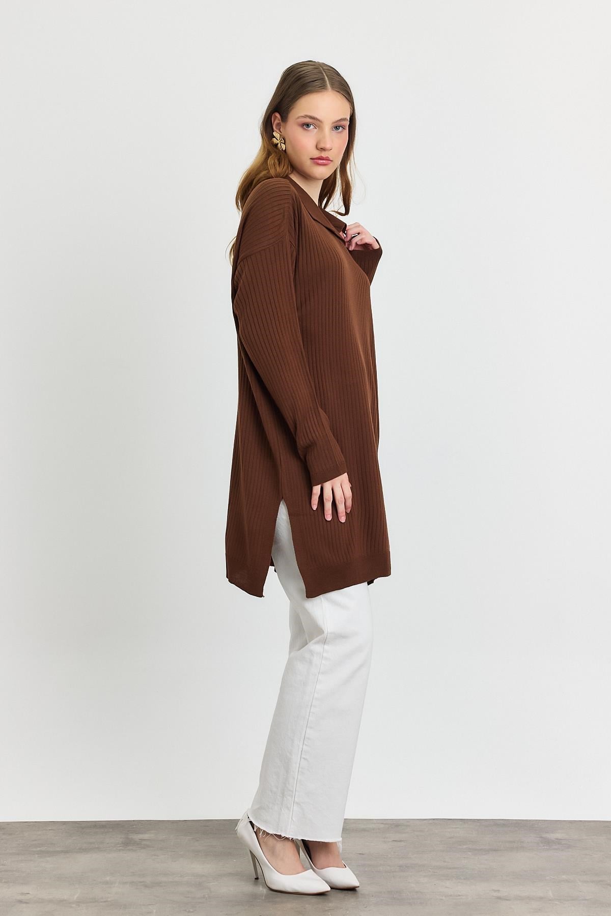 Kahve Polo Yaka Tunik 5410