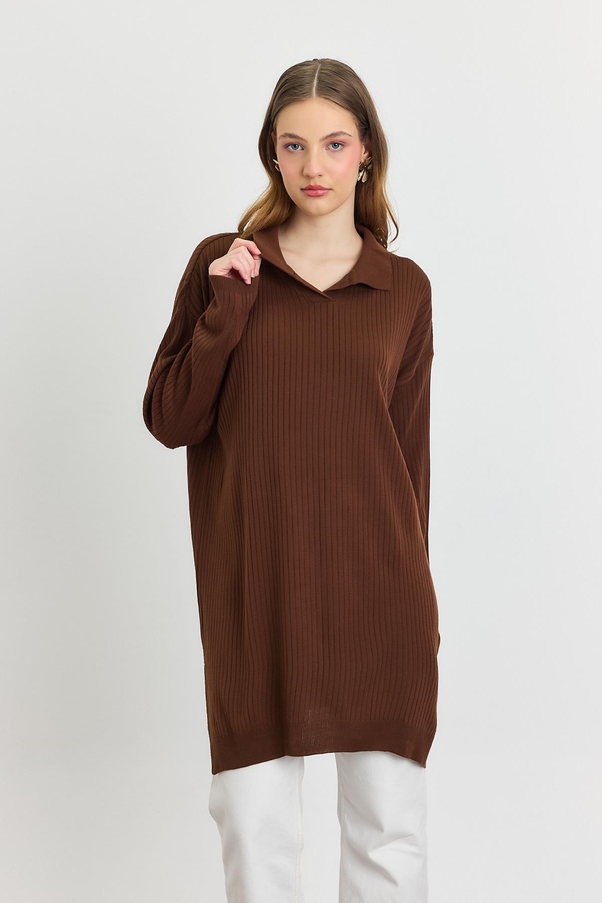Kahve Polo Yaka Tunik 5410