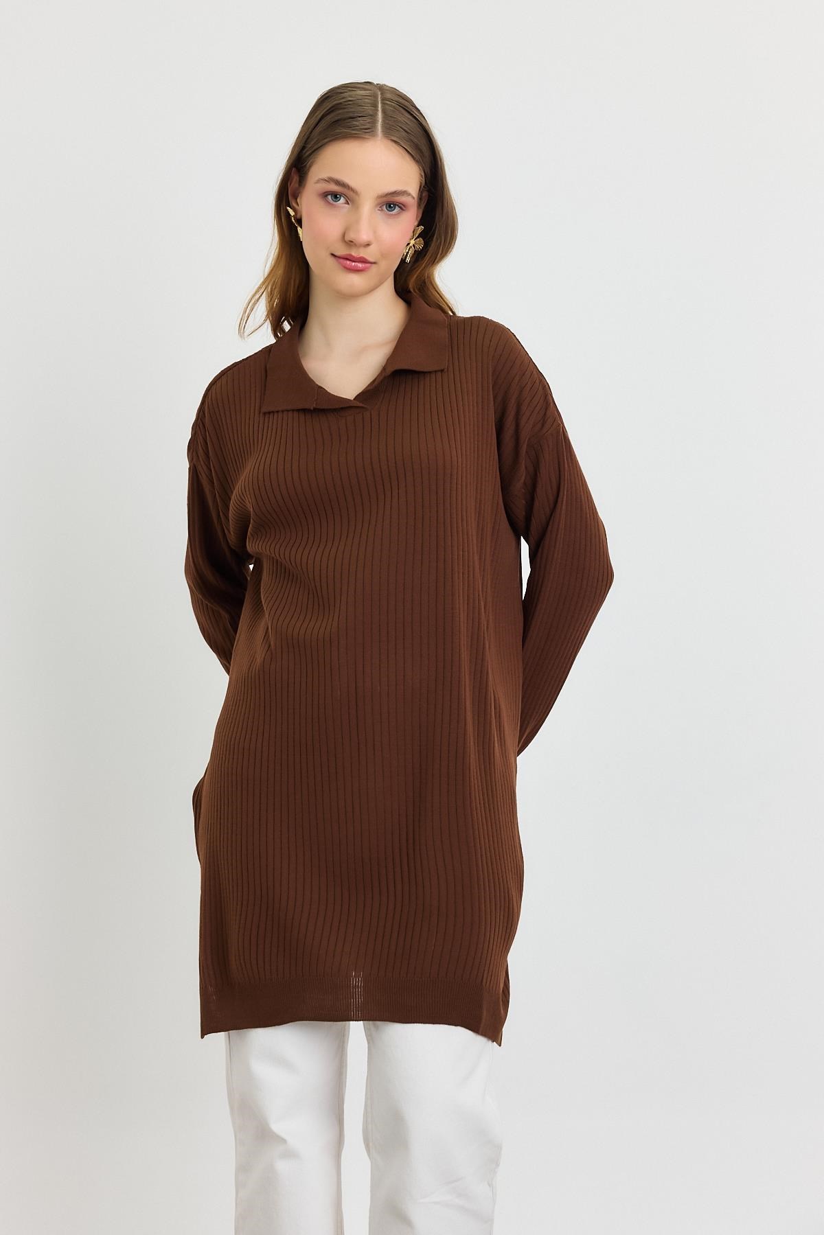 Kahve Polo Yaka Tunik 5410