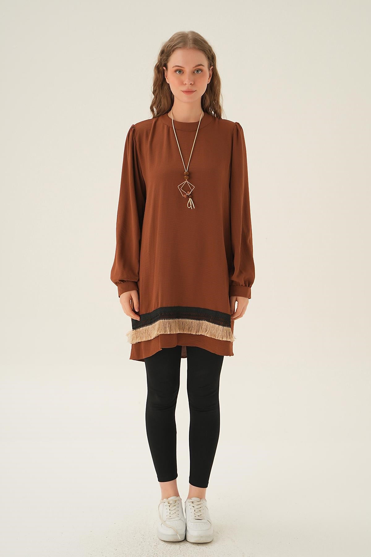 Kahve Püsküllü Tunik 25054