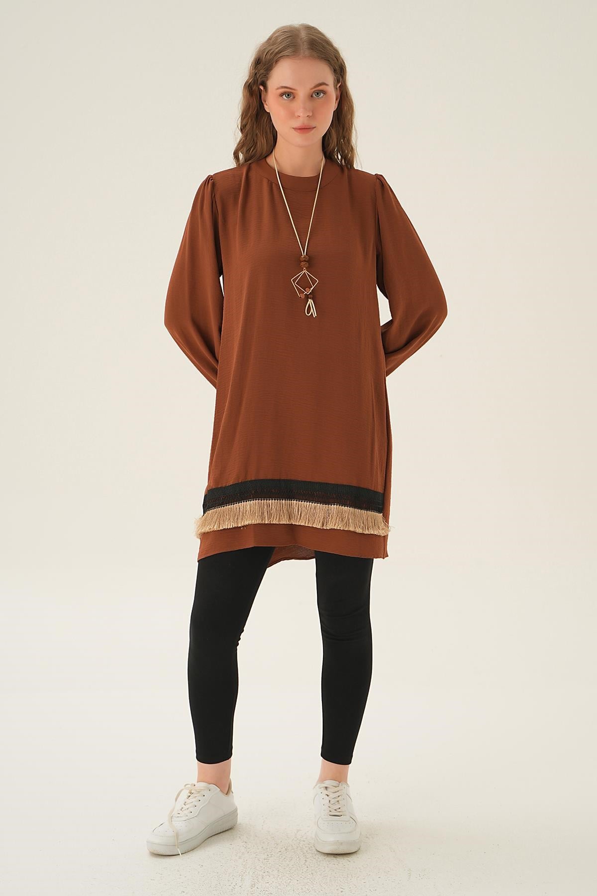 Kahve Püsküllü Tunik 25054