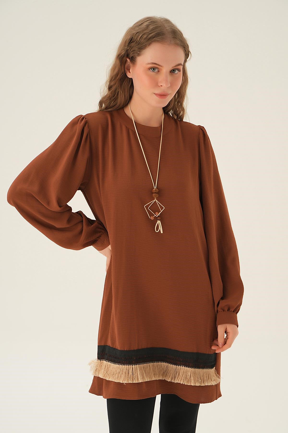Kahve Püsküllü Tunik 25054