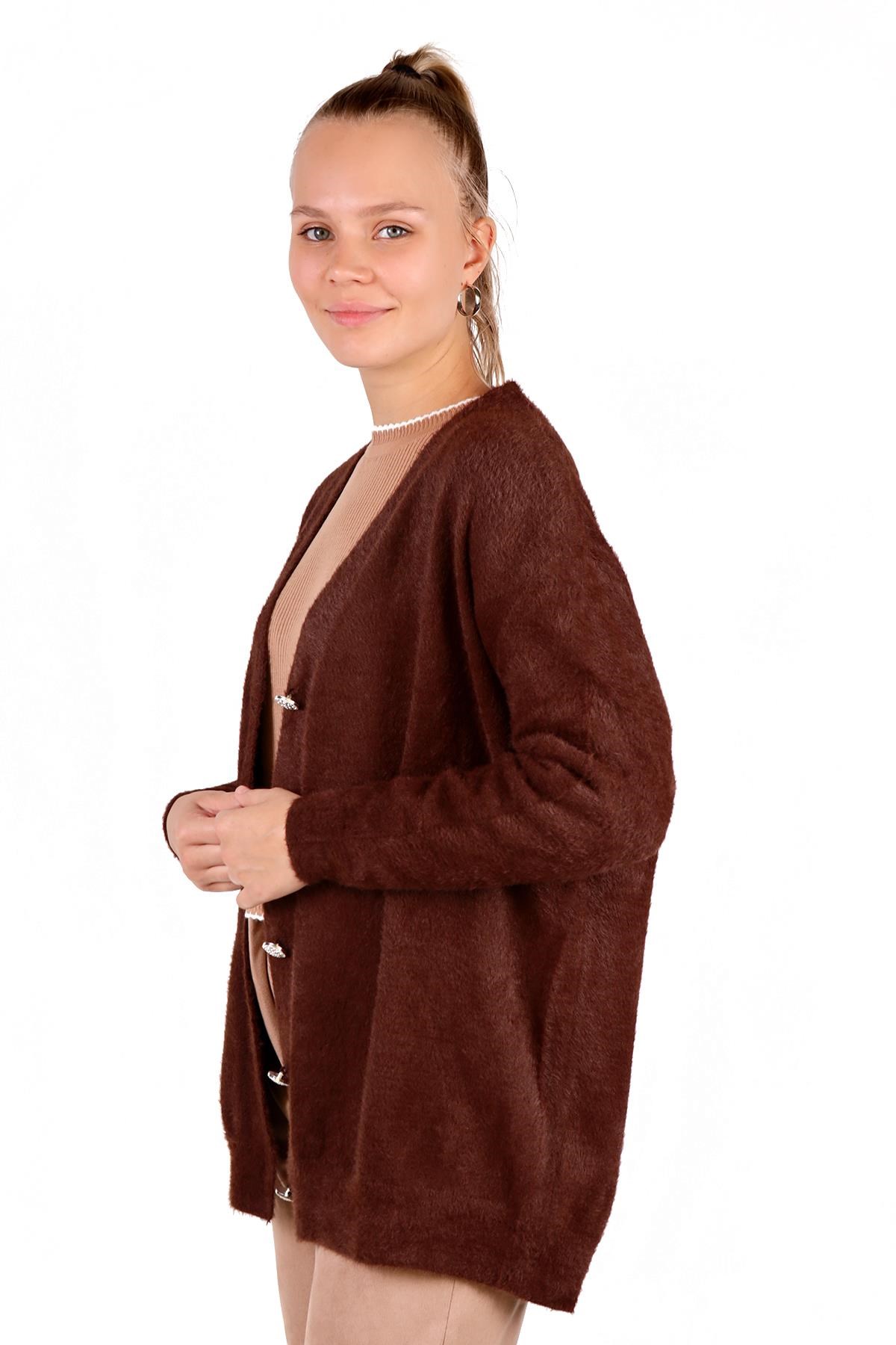 Kahve Sakallı Düğme Detay Hırka 24153