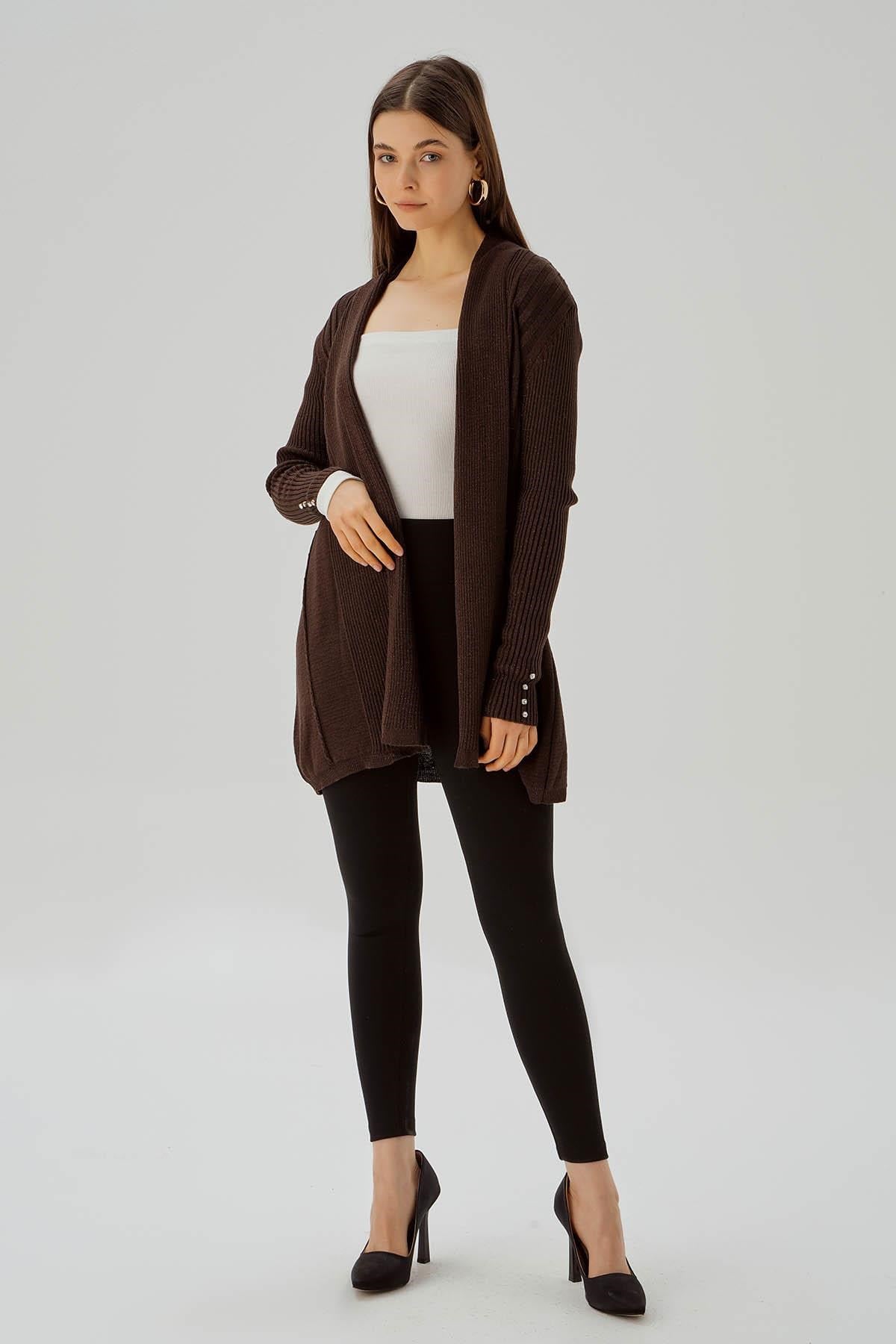 Kahve Simli Hırka 3345