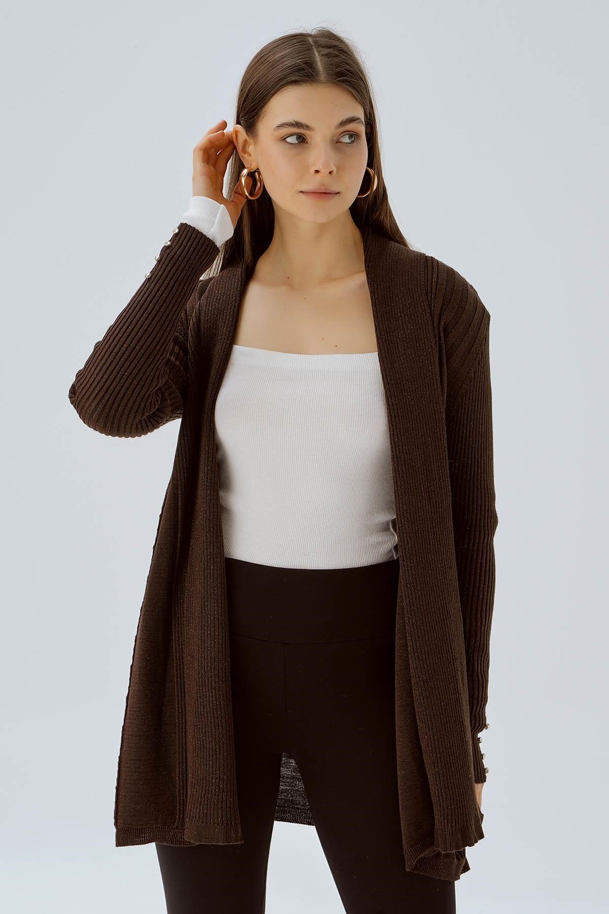 Kahve Simli Hırka 3345