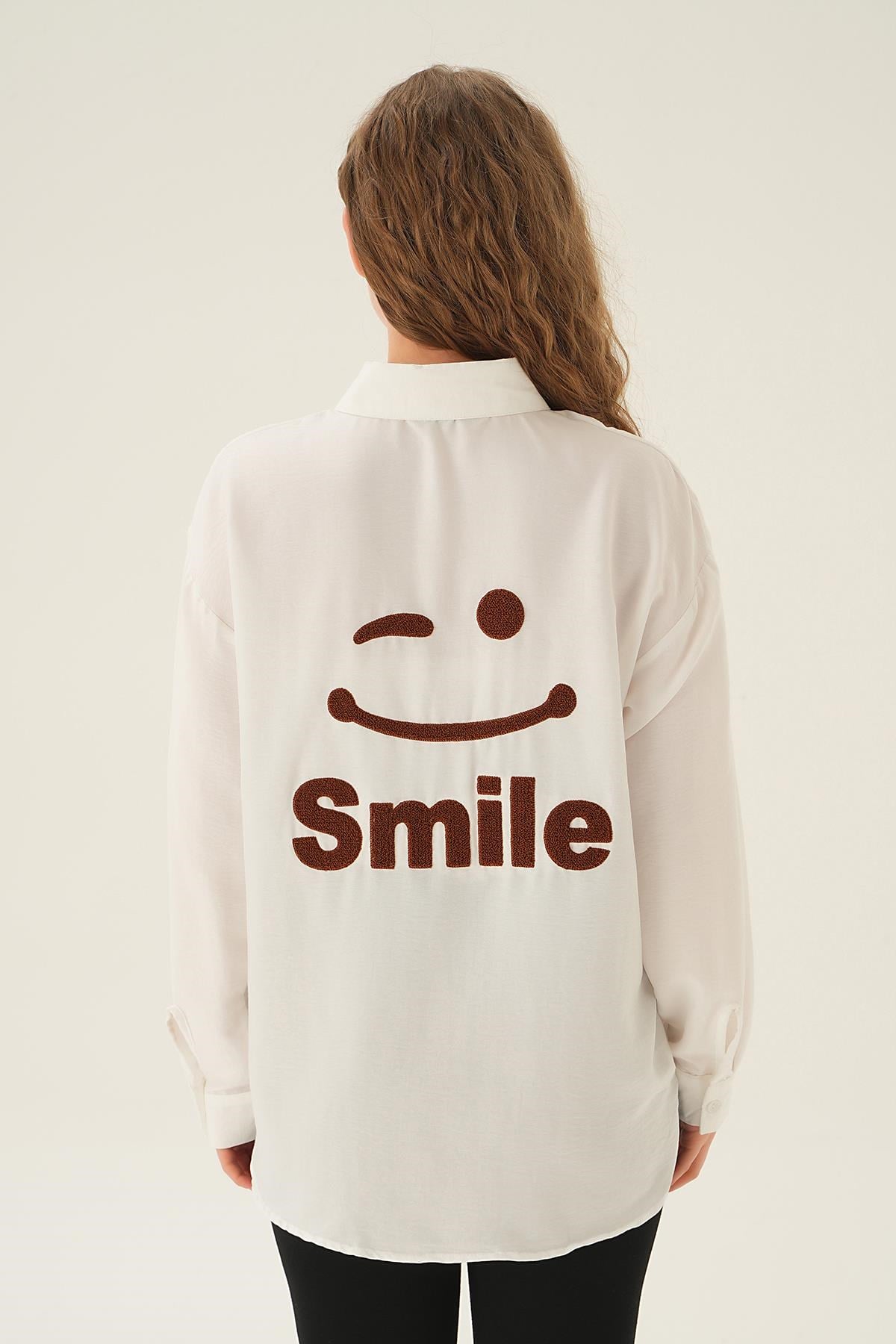 Kahve Smile Baskı Gömlek 71440