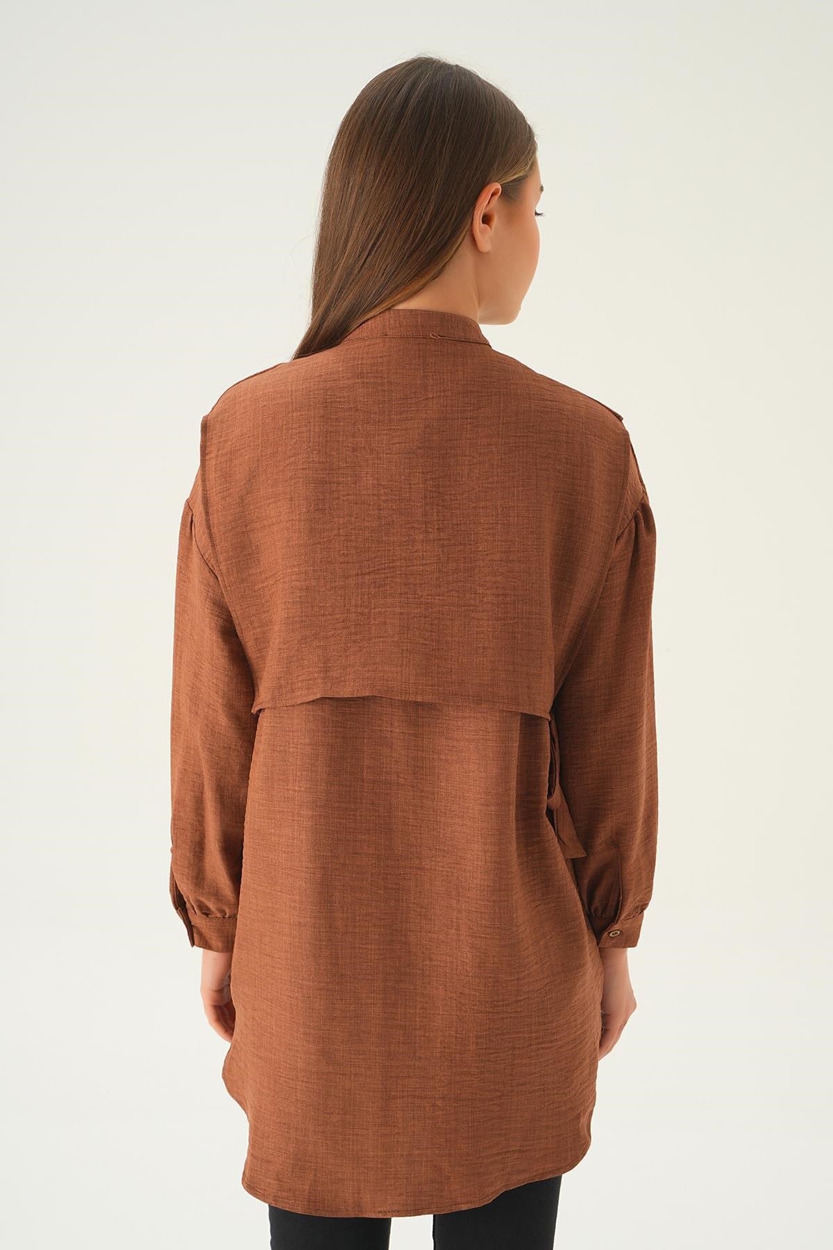 Kahve Yan Bağlamalı Tunik 6836A