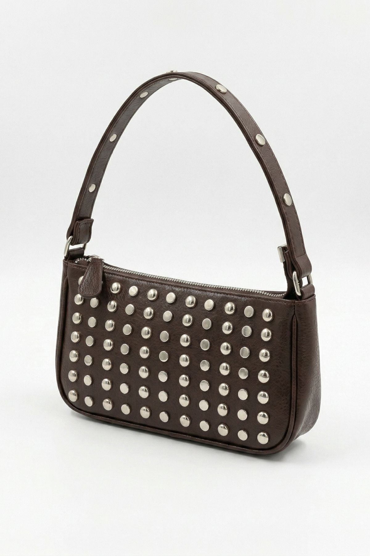 Kahve Zımbalı Oval Çanta 9231