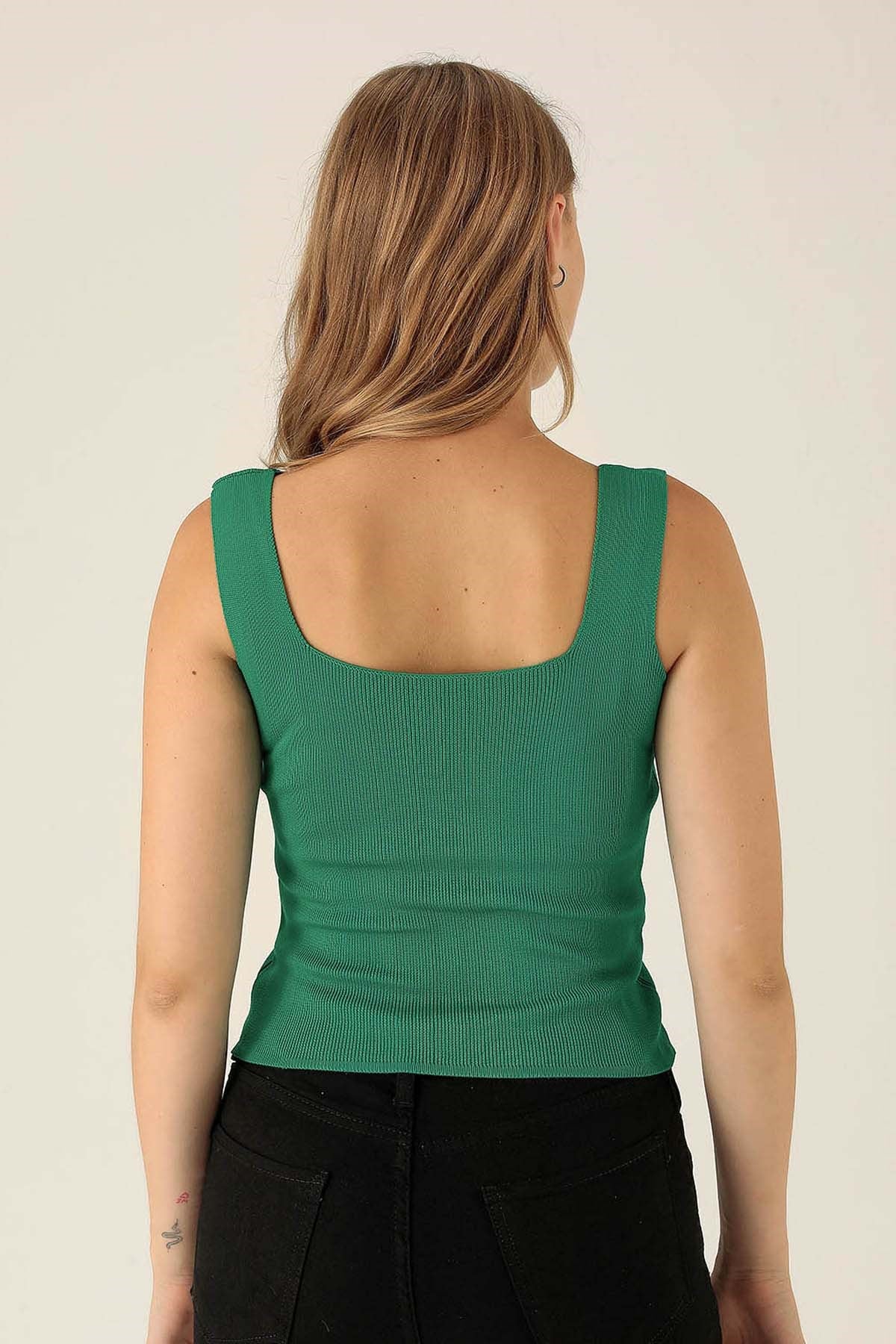 Kalın Askı Bayan Atlet - 4140 Benetton Yeşili