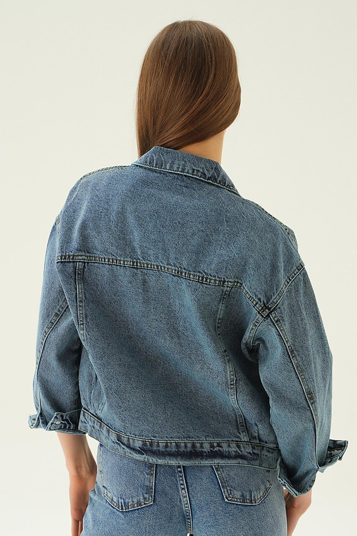 Kar Yıkama Oversize Kot Ceket 7084