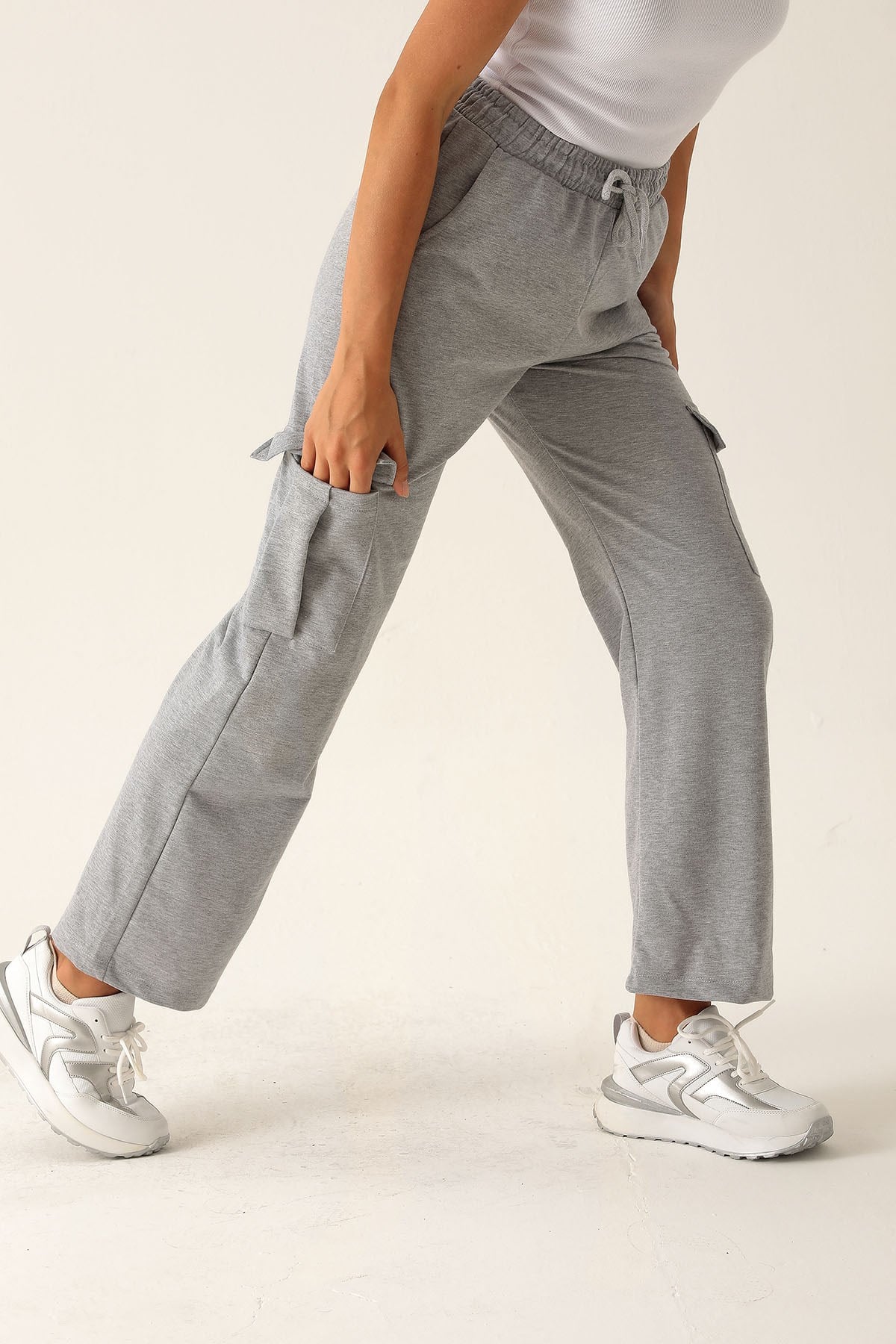Kargo Cep Palazzo Eşofman - 23364 Gri