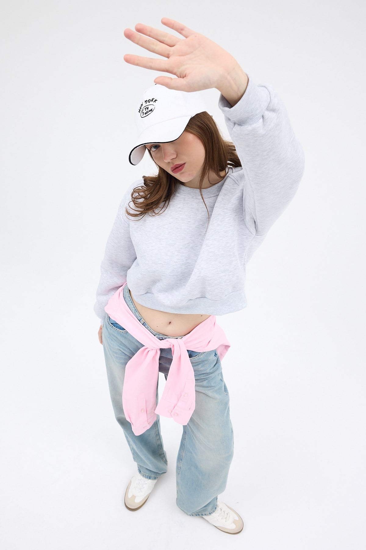 Karmelanj Kadın Crop Bisiklet Yaka Sweatshirt 9210M