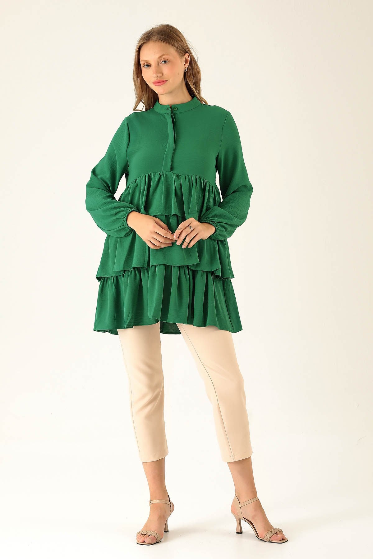 Kat Kat Detaylı Tunik - 6470A Benetton Yeşili