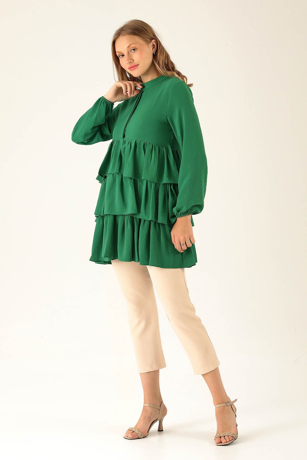 Kat Kat Detaylı Tunik - 6470A Benetton Yeşili