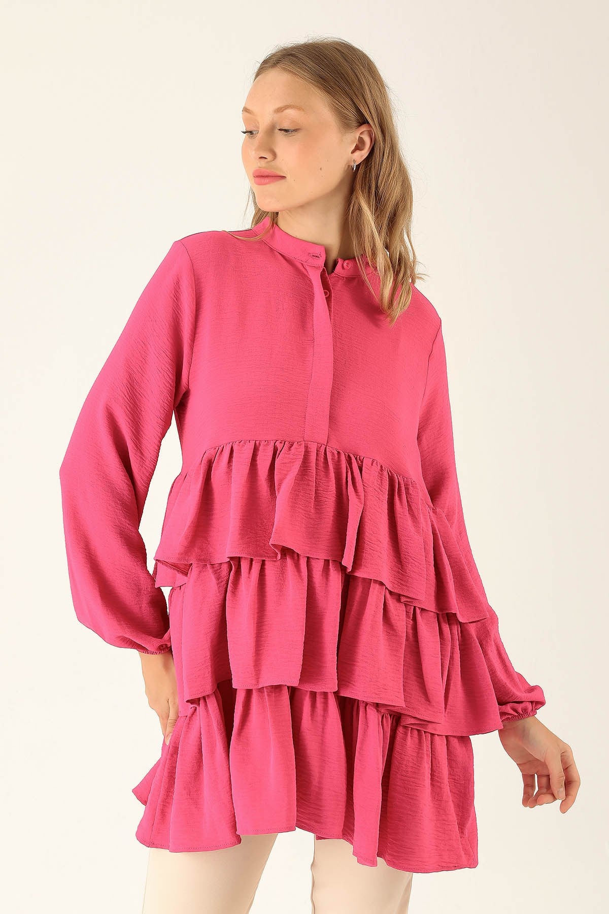 Kat Kat Detaylı Tunik - 6470A Fuşya
