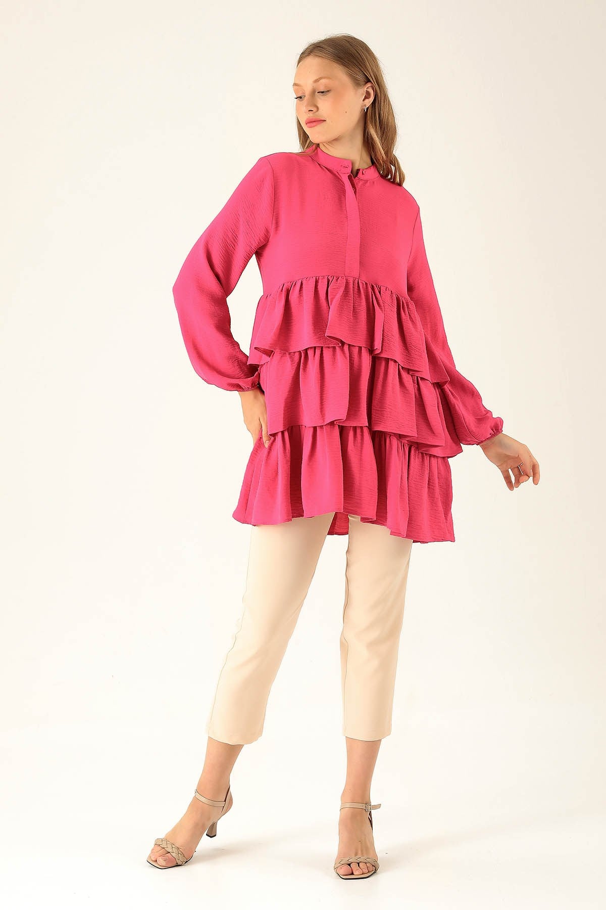 Kat Kat Detaylı Tunik - 6470A Fuşya