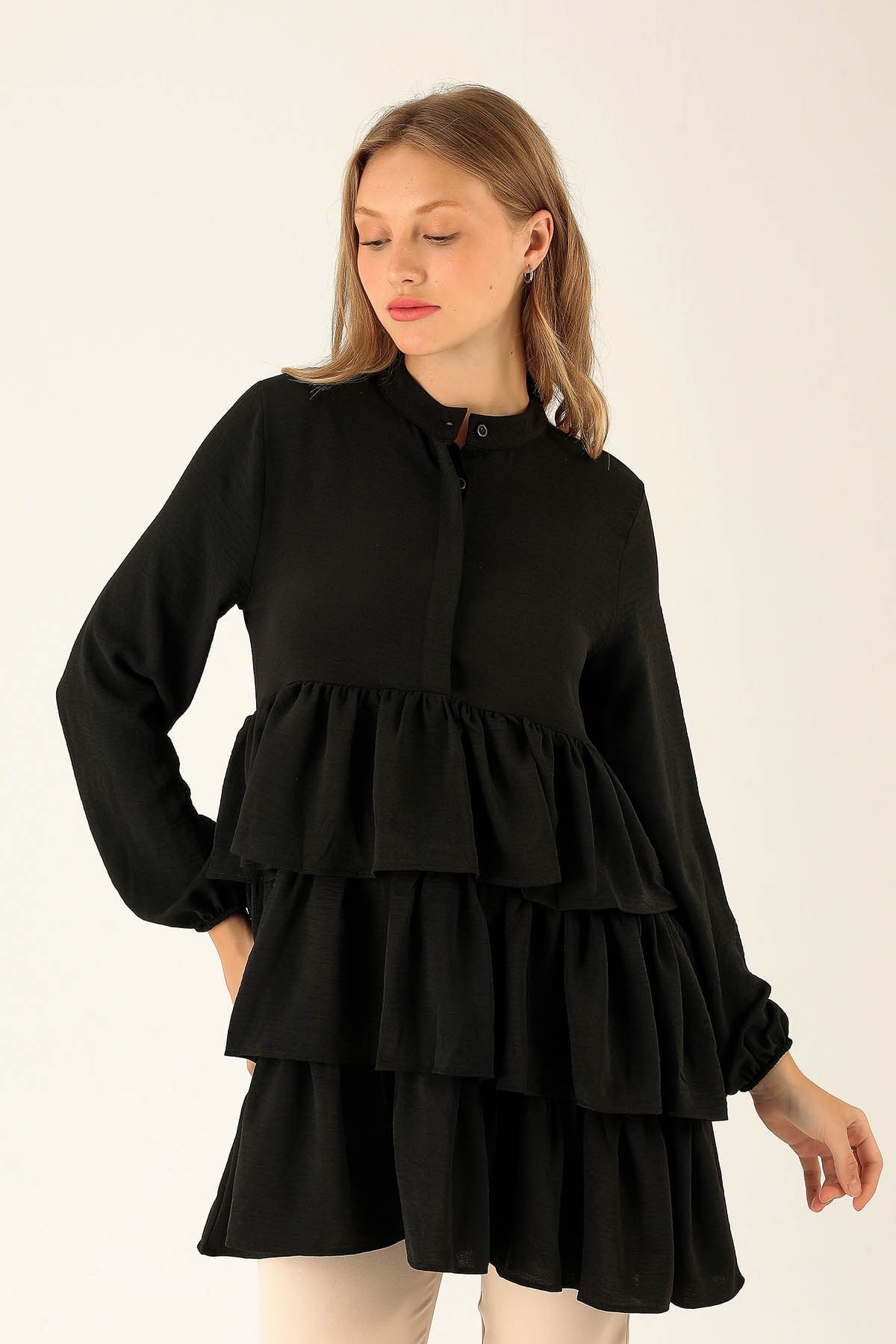 Kat Kat Detaylı Tunik - 6470A Siyah
