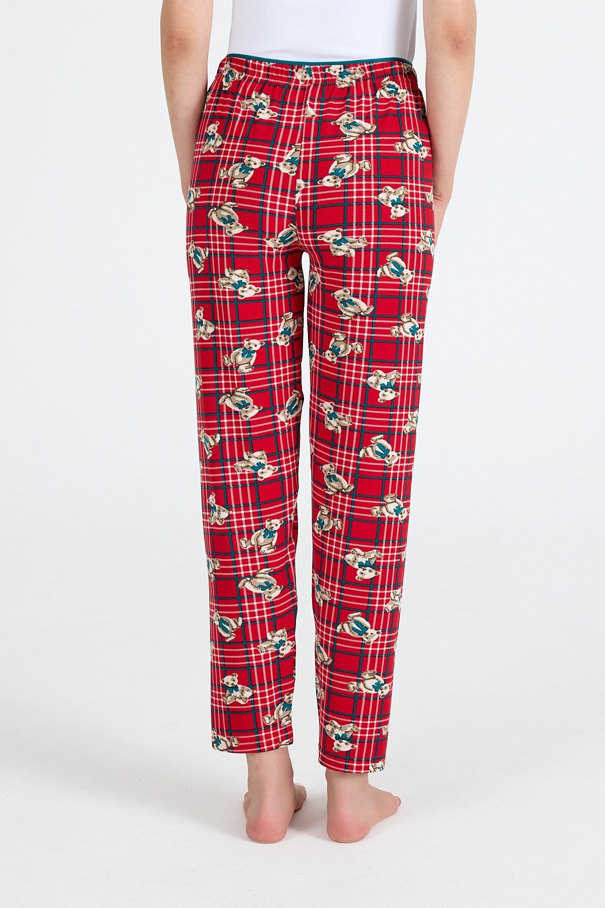 Kırmızı Ayıcık Desenli Örme Pijama Altı 4519