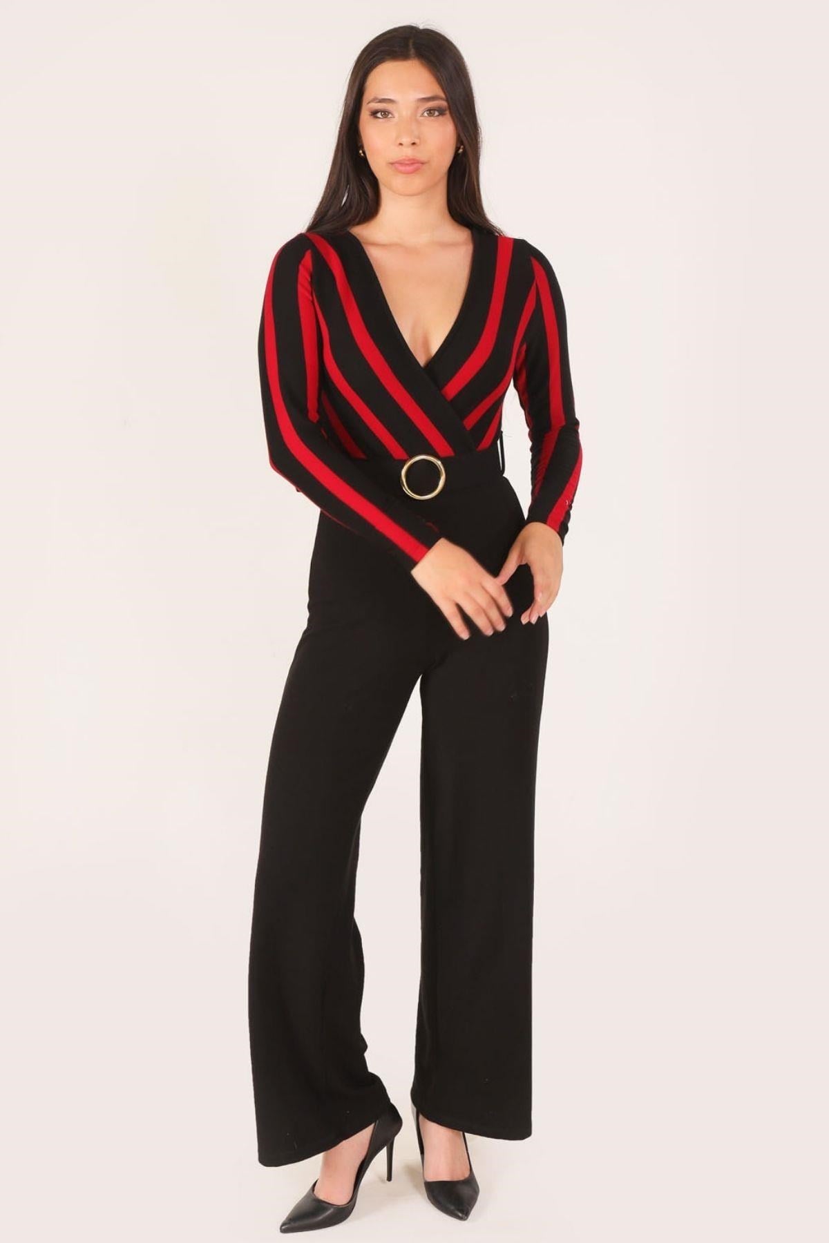 Kırmızı Bel Kemerli Tulum 2058
