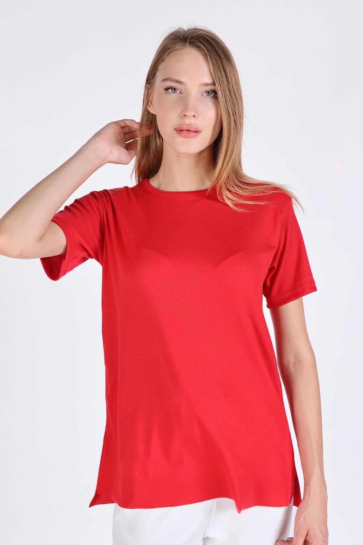 Kırmızı Bisiklet Yaka Kaşkorse Tişört 2991