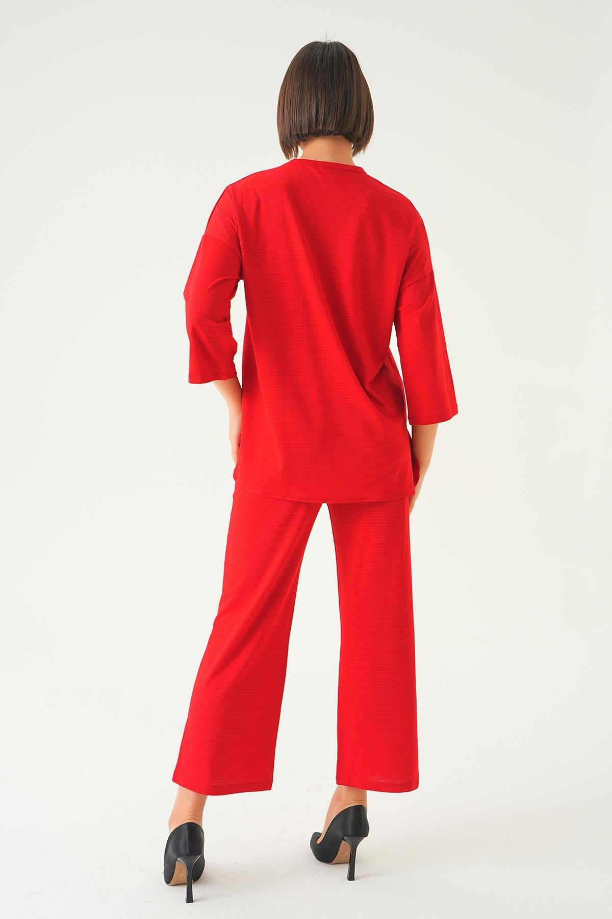 Kırmızı Bisiklet Yaka Pantolon Takım 9028M