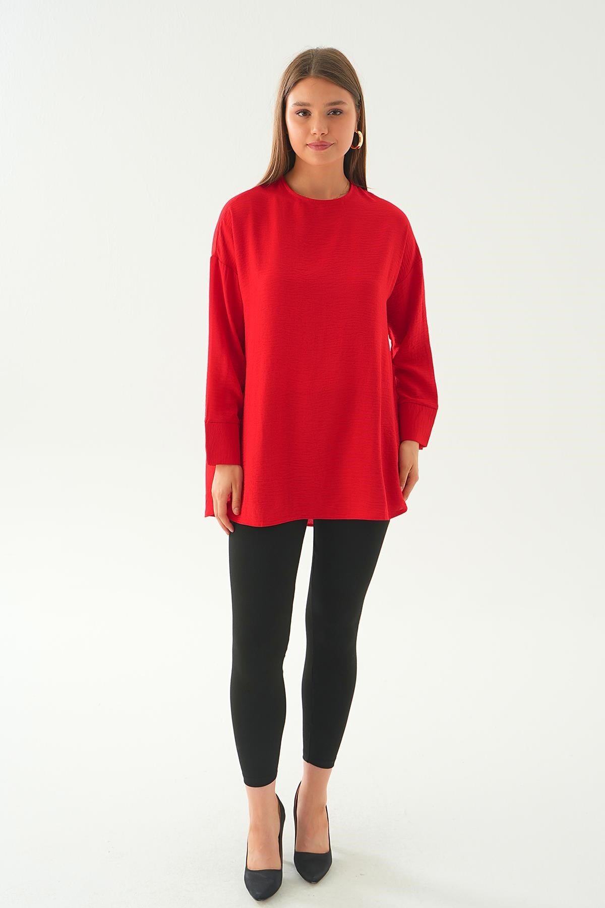 Kırmızı Bisiklet Yaka Tunik 6808A