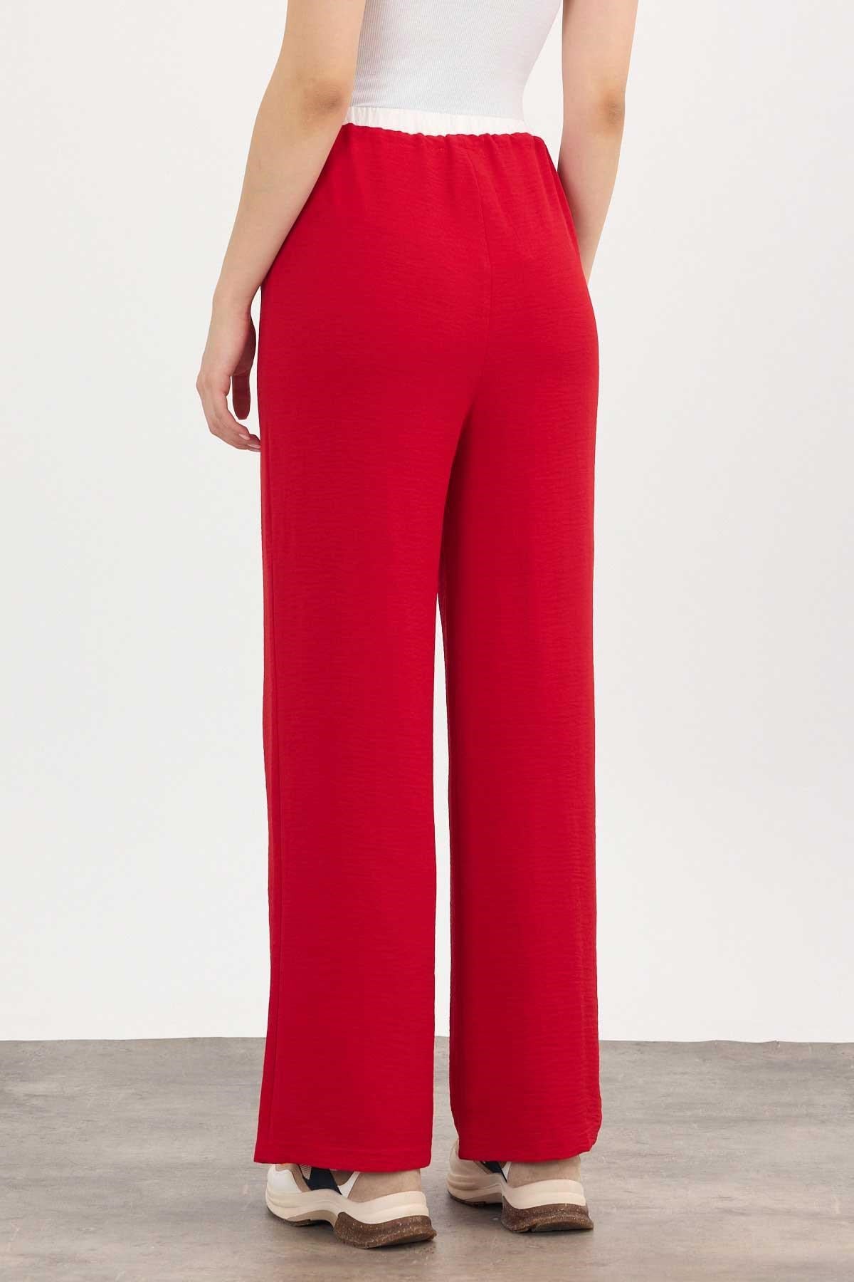 Kırmızı Bol Paça Pantolon 4327A