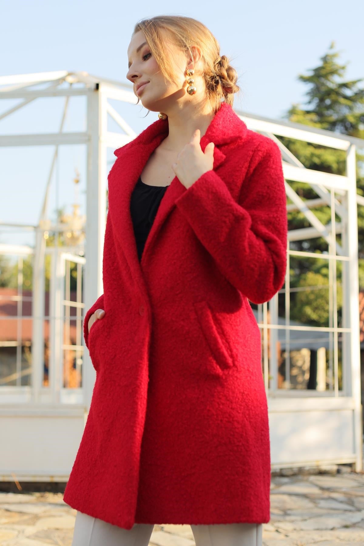 Kırmızı Cepli Buklet Kaban 7235A