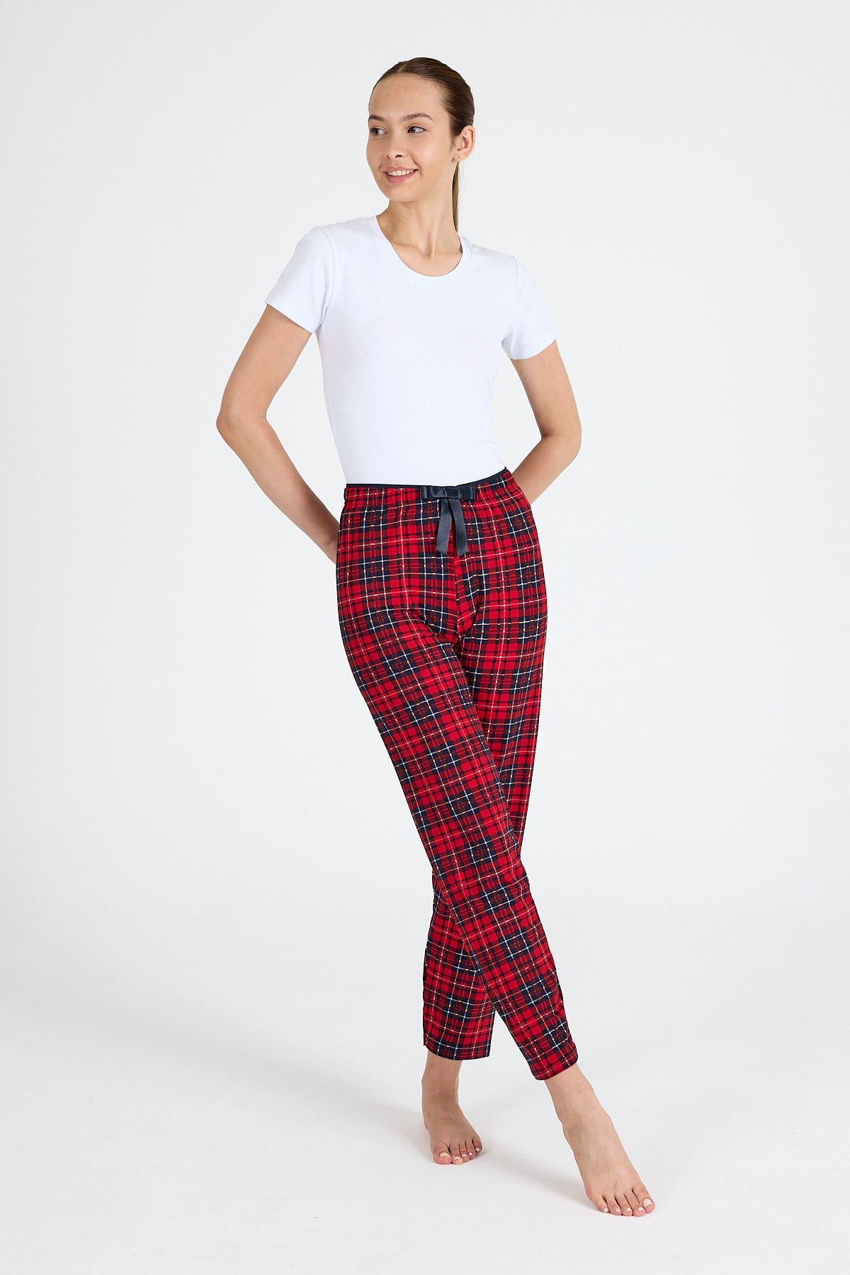 Kırmızı Dama Desenli Pijama Altı 4522