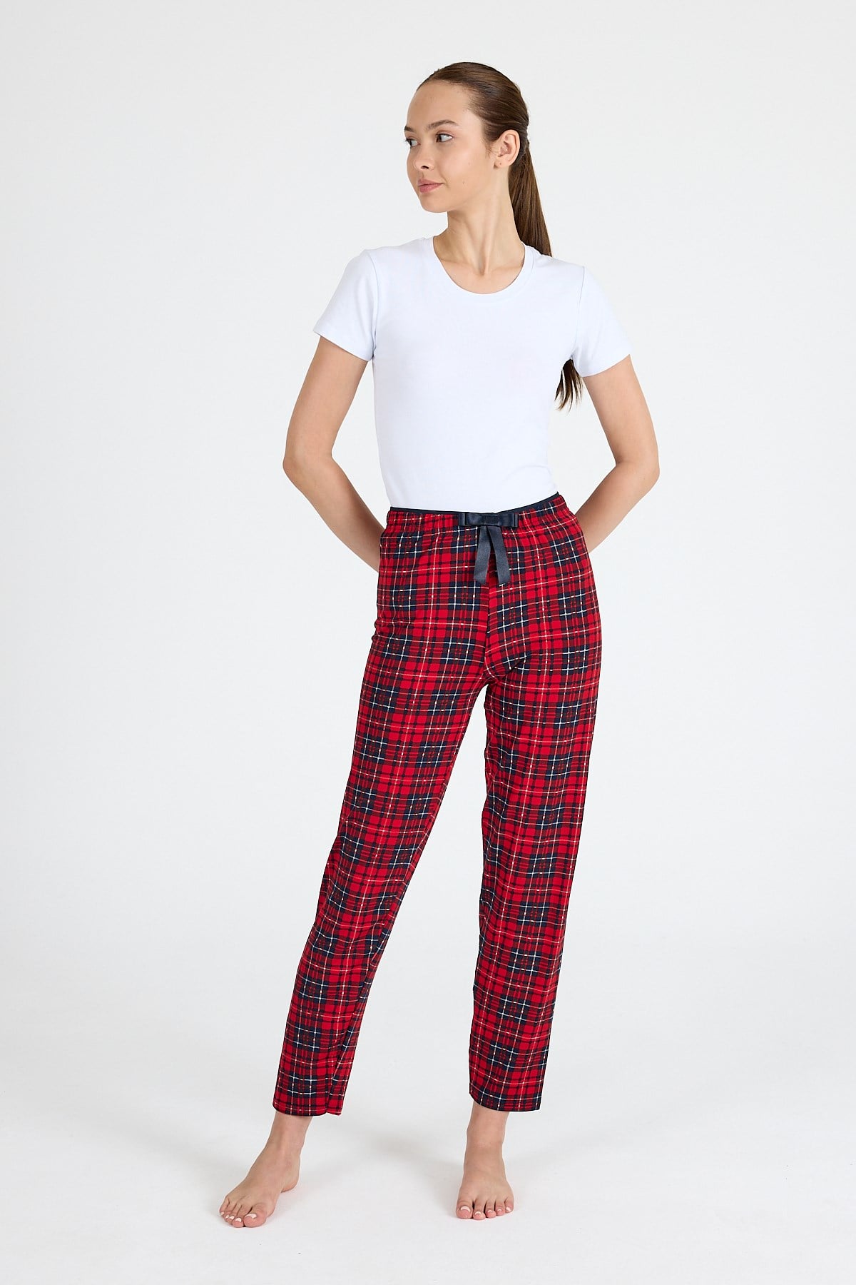 Kırmızı Dama Desenli Pijama Altı 4522