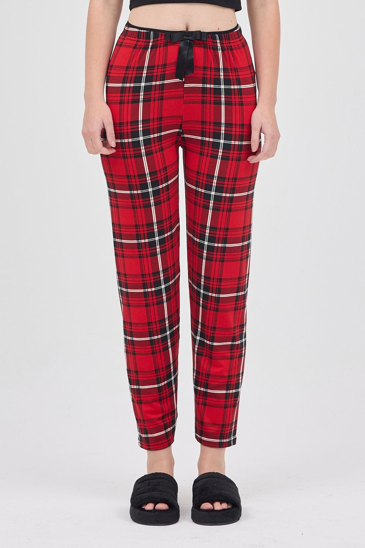 Kırmızı Desenli Kadın Pijama 4543
