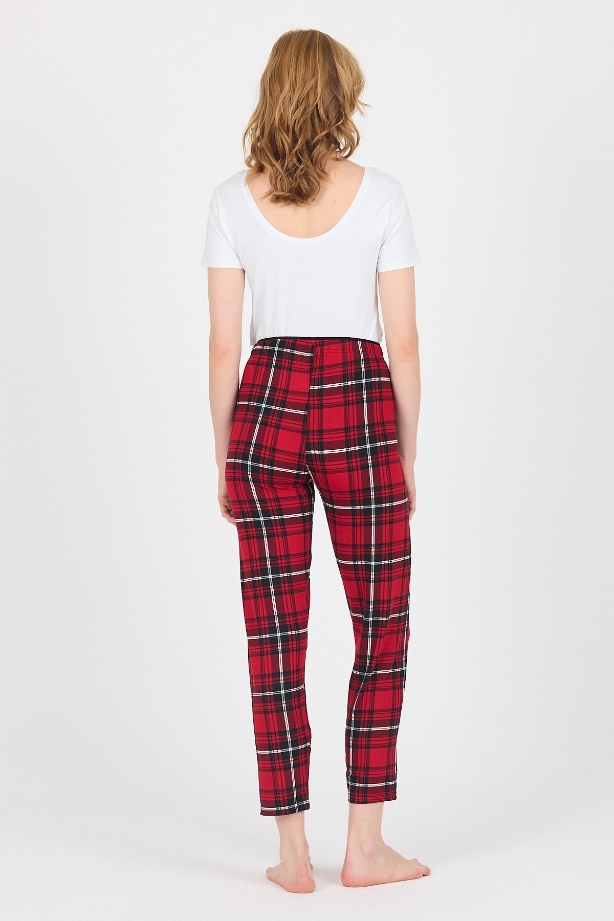 Kırmızı Ekose Desen Pijama Altı 4517