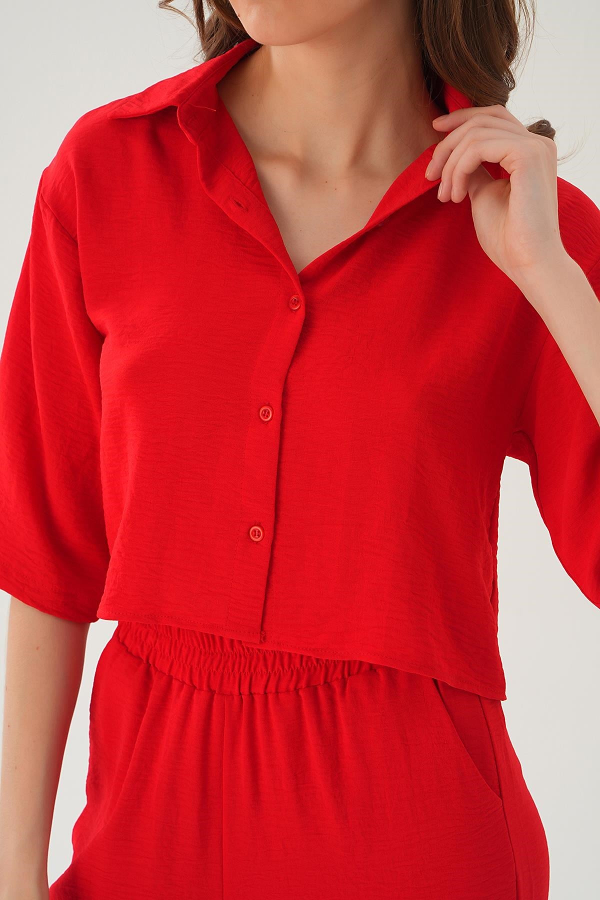 Kırmızı Gömlek Detay Pantolon Takım 4161A