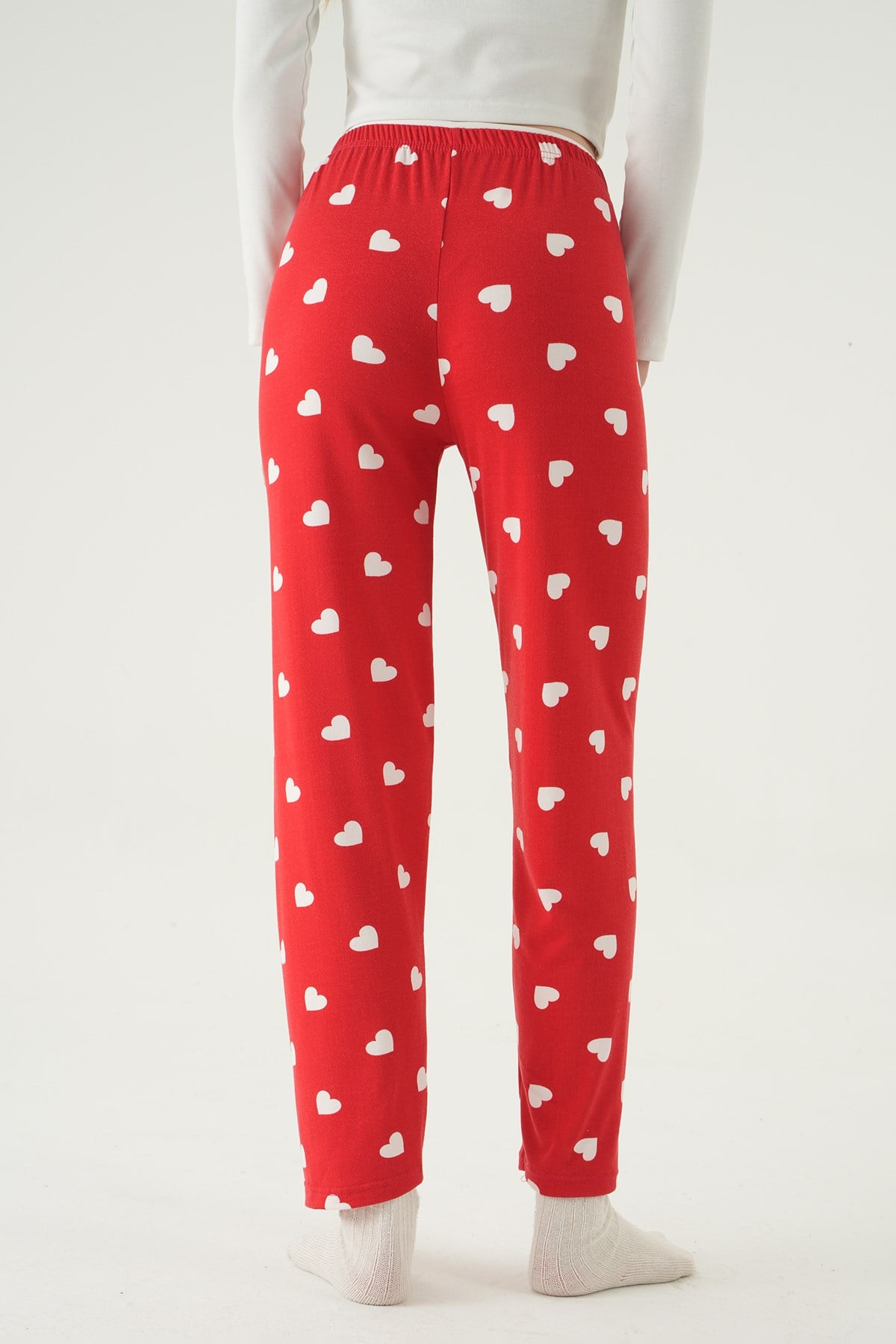 Kırmızı Kalp Desen Pijama 4530