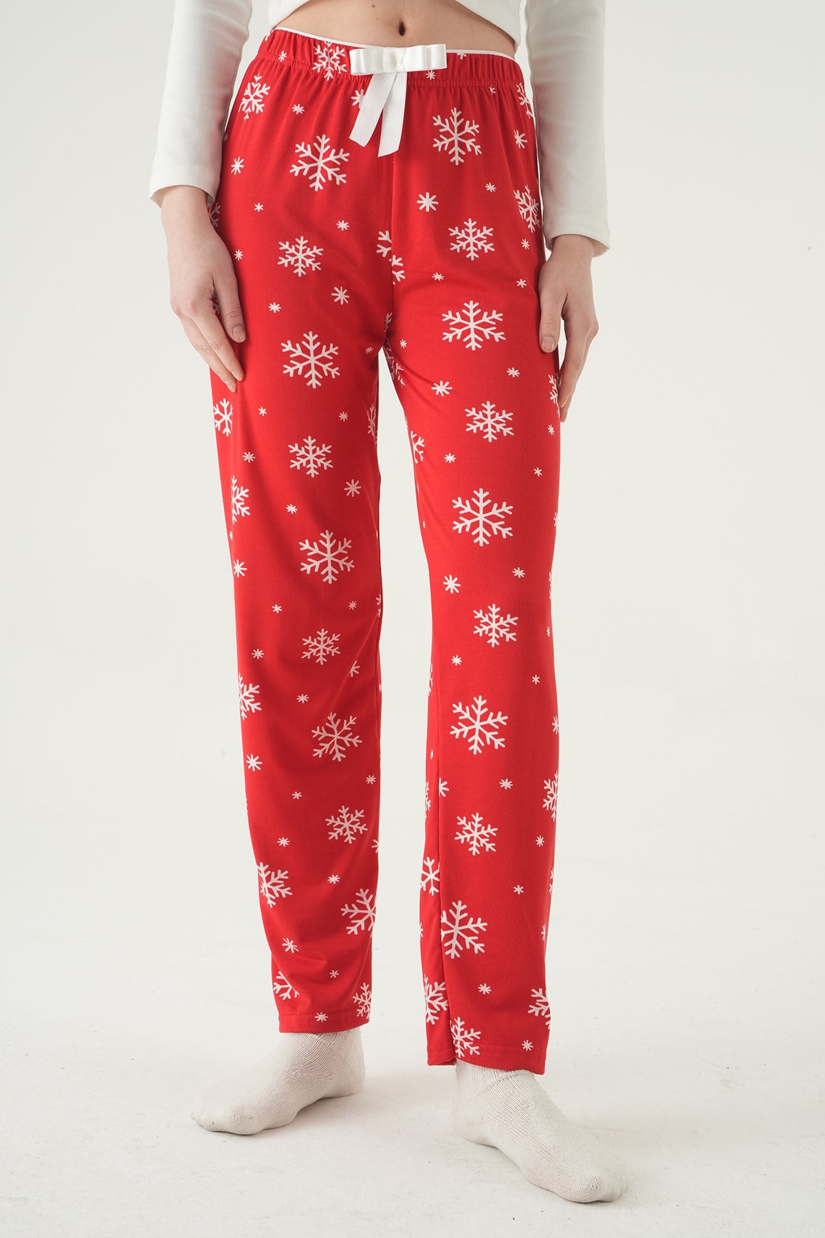 Kırmızı Kar Desen Pijama 4531
