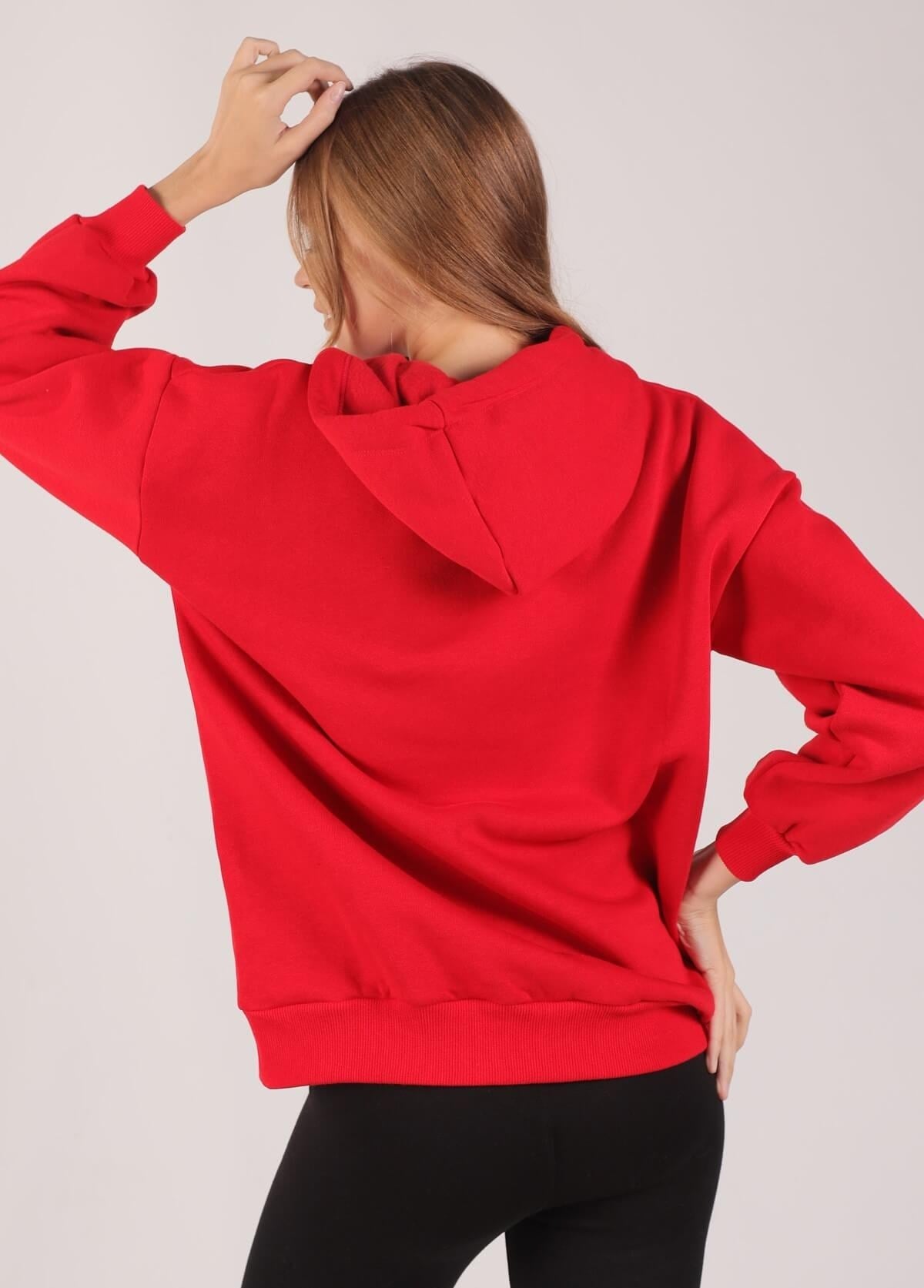 Kırmızı Oversize Bağcıklı Sweat 8135M
