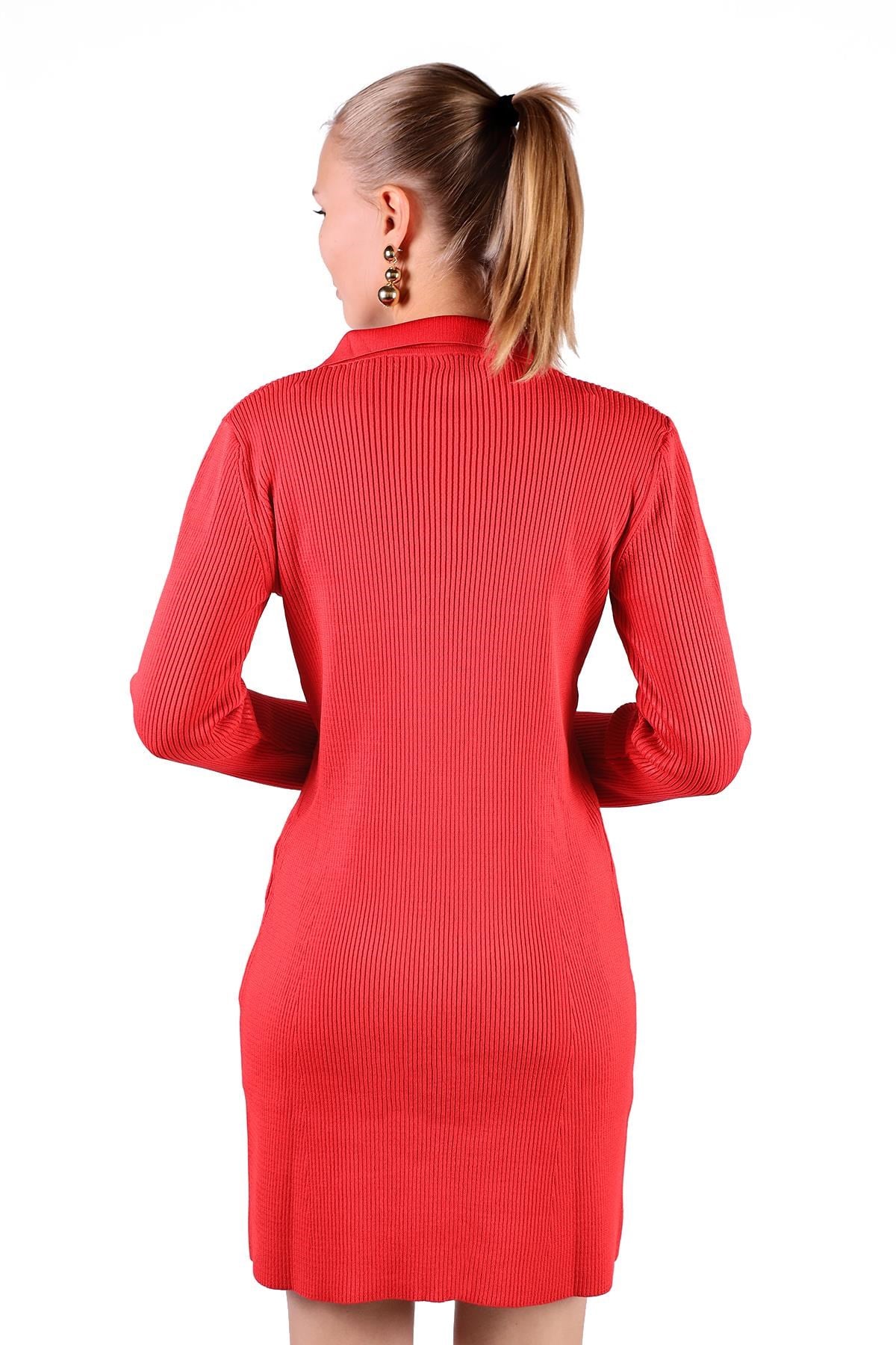 Kırmızı Polo Yaka Elbise 24164