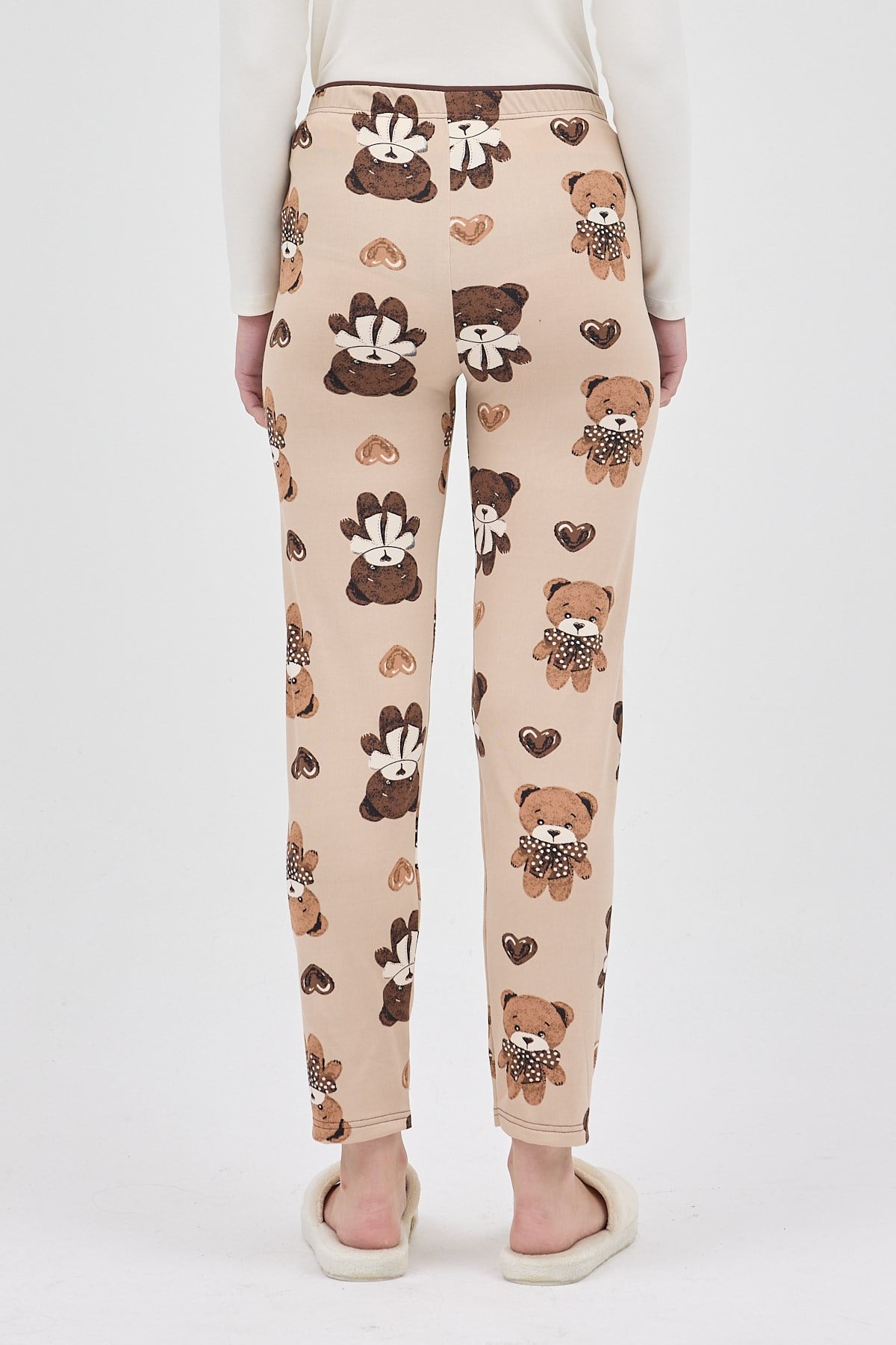 Koyu Bej Desenli Kadın Pijama 4535