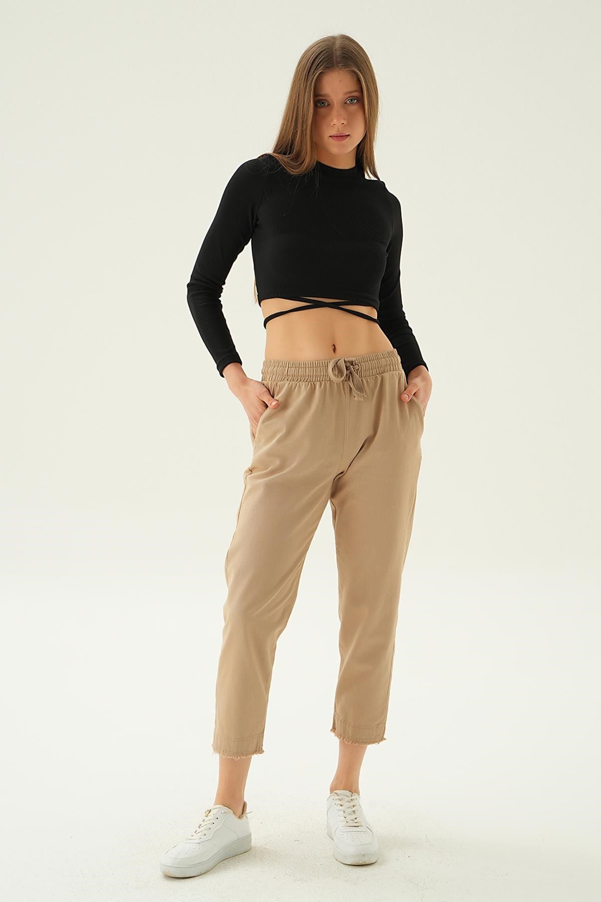 Koyu Taş Paça Püskül Pantolon 4228