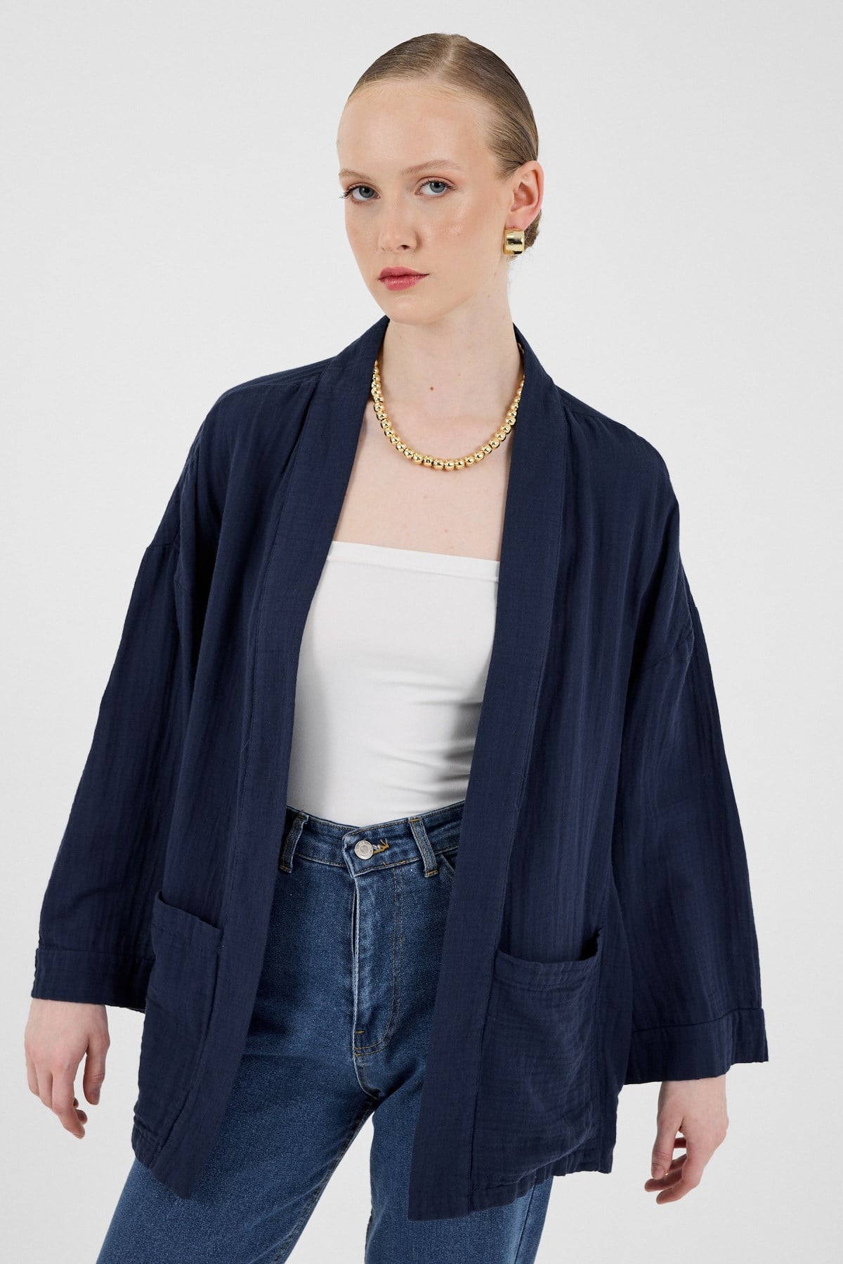 Laci %100 Pamuk Cepli Müslin Kimono 8065A