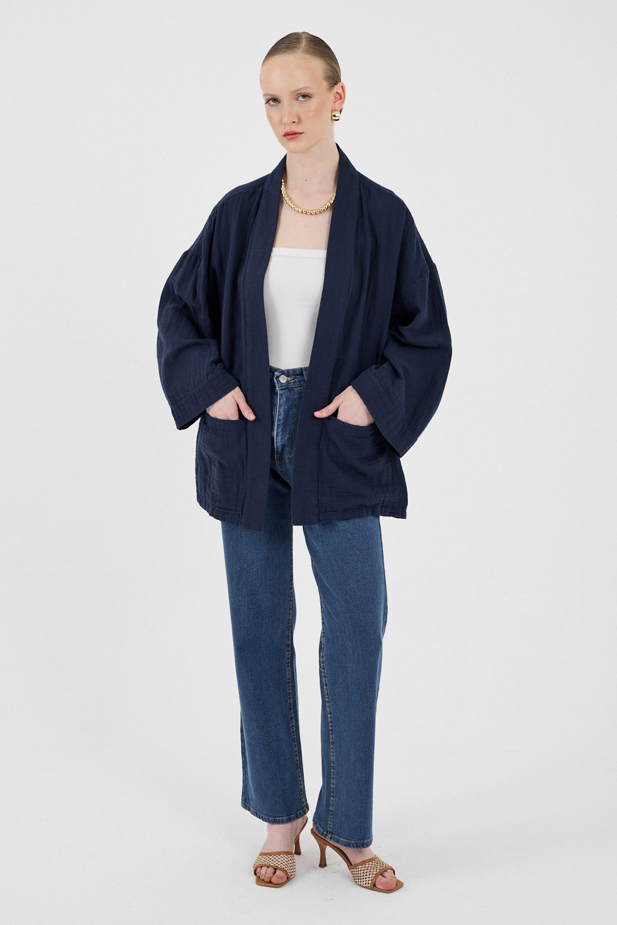 Laci %100 Pamuk Cepli Müslin Kimono 8065A