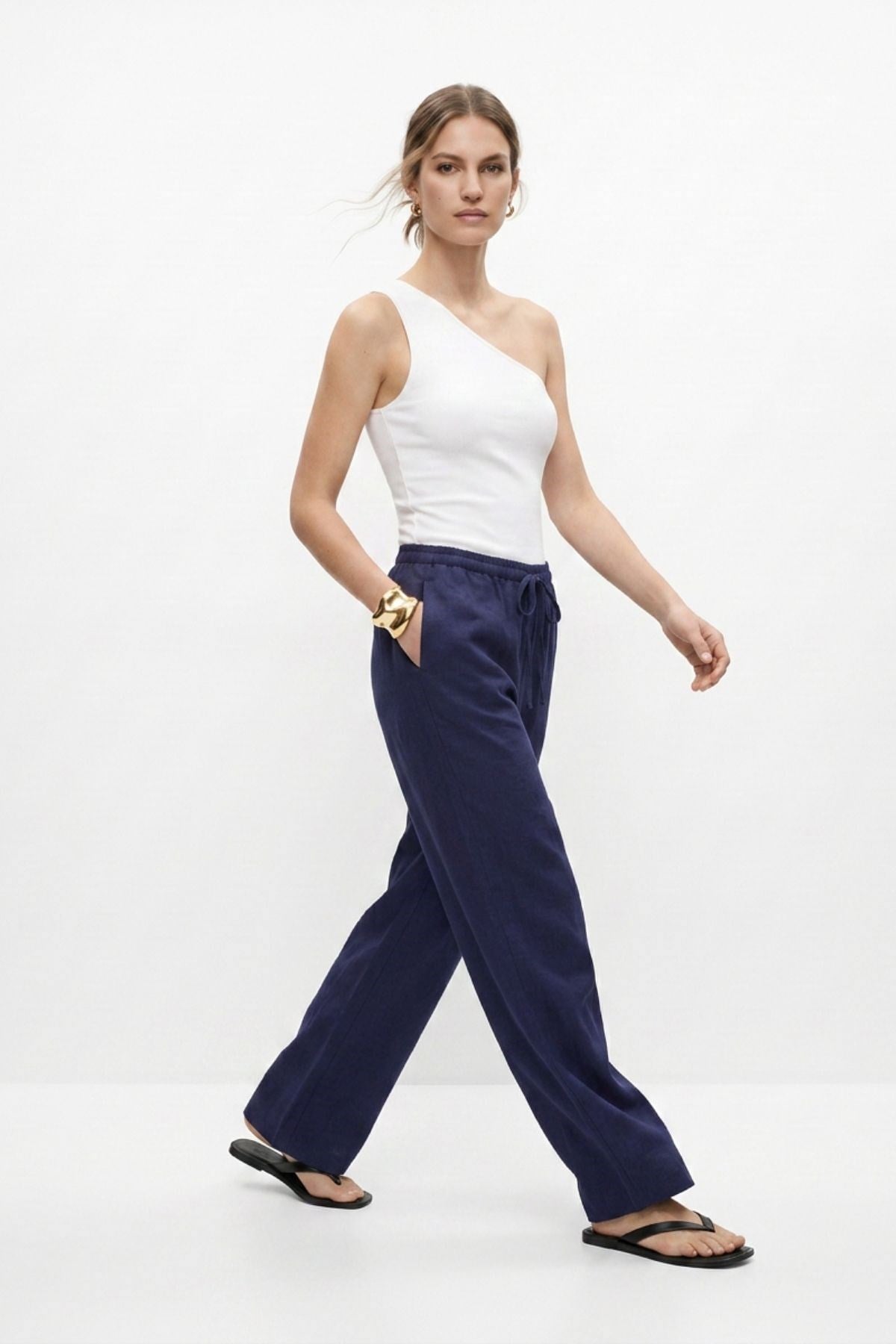 Laci Bel İnce Lastikli Cepli Pantolon 8168A