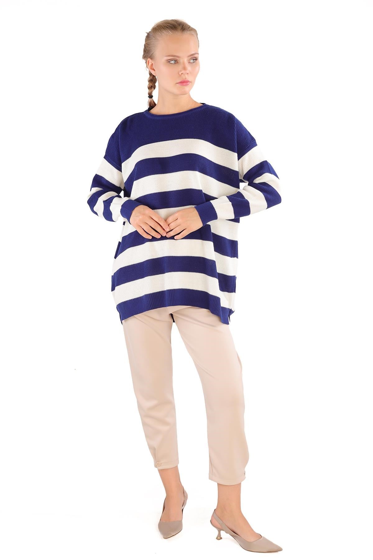 Laci Bisiklet Yaka Çizgili Tunik 5380